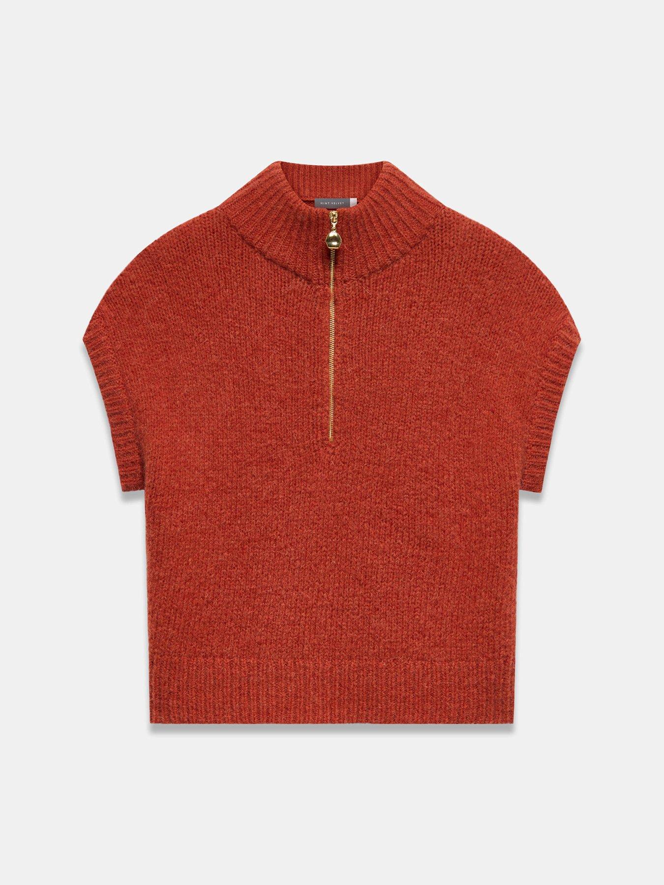 Image 5 of 6 of Mint Velvet Womens Half Zip Alpaca Blend Knitted Top - Orange