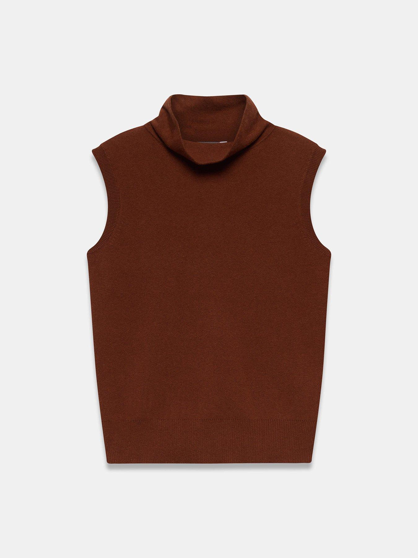 Image 5 of 6 of Mint Velvet Cowl Neck Sleeveless Knit Top - Brown