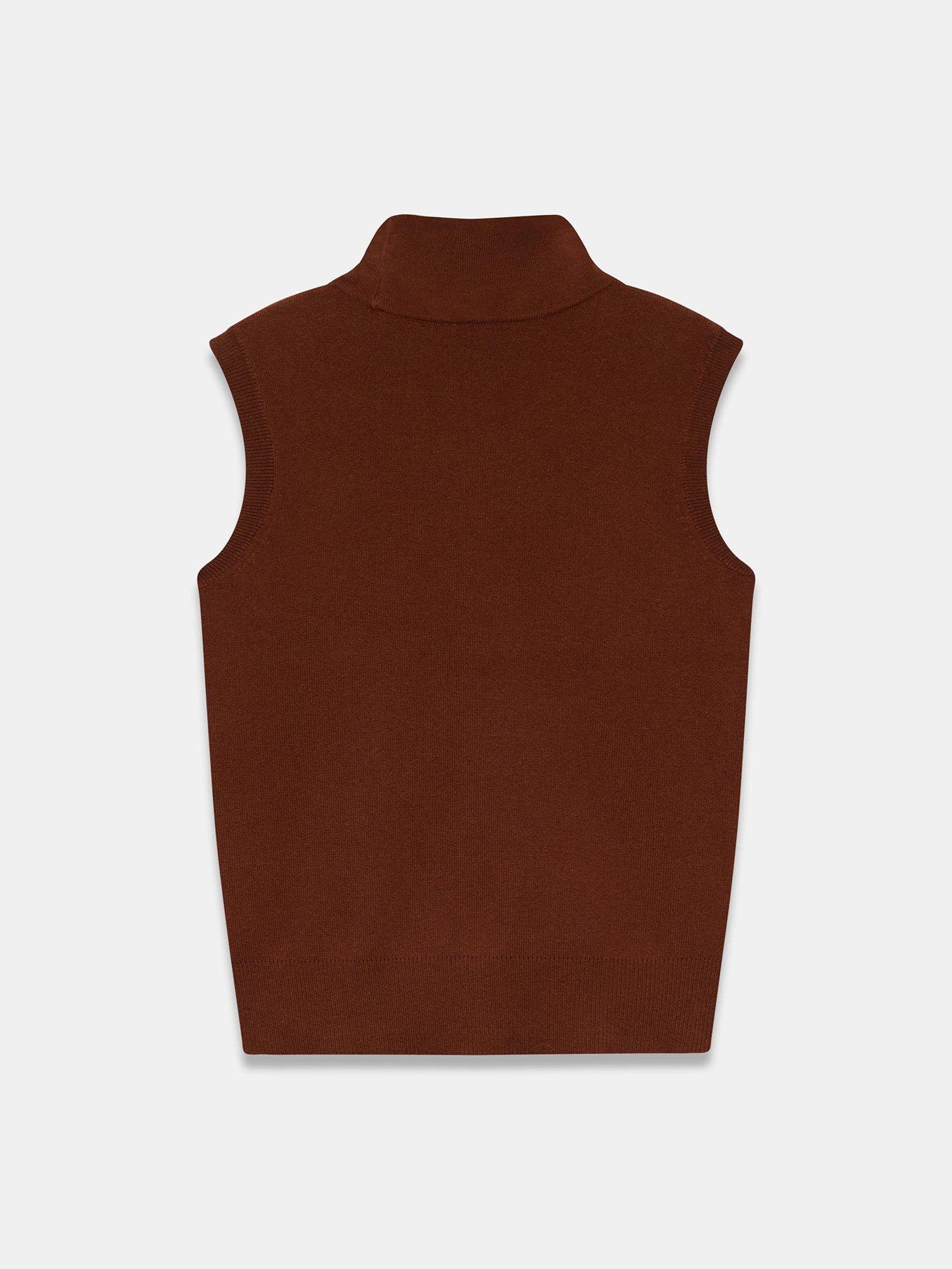 Image 6 of 6 of Mint Velvet Cowl Neck Sleeveless Knit Top - Brown