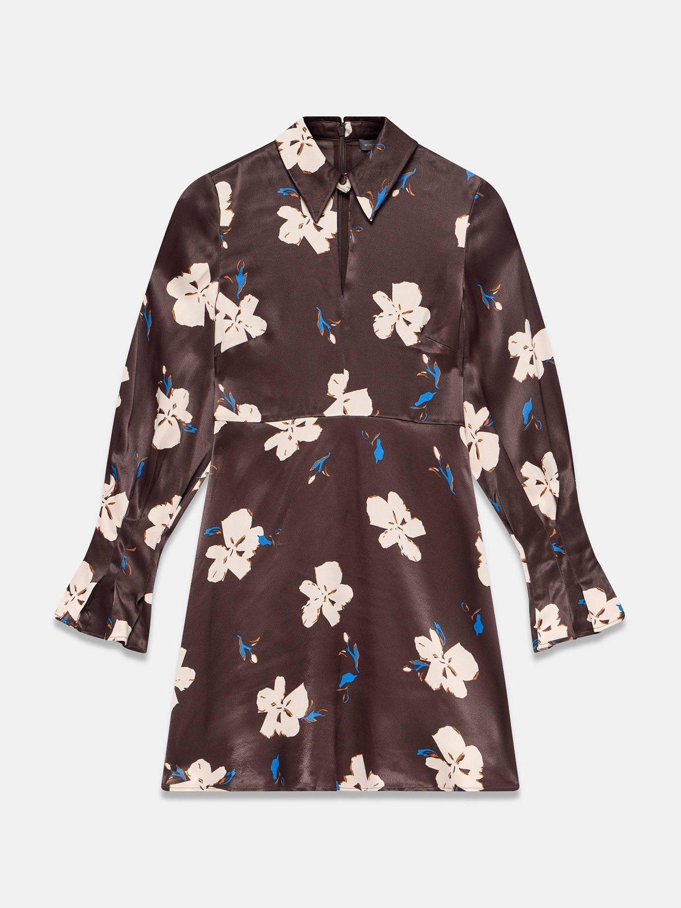 Image 5 of 6 of Mint Velvet Floral Print Mini Dress - Brown