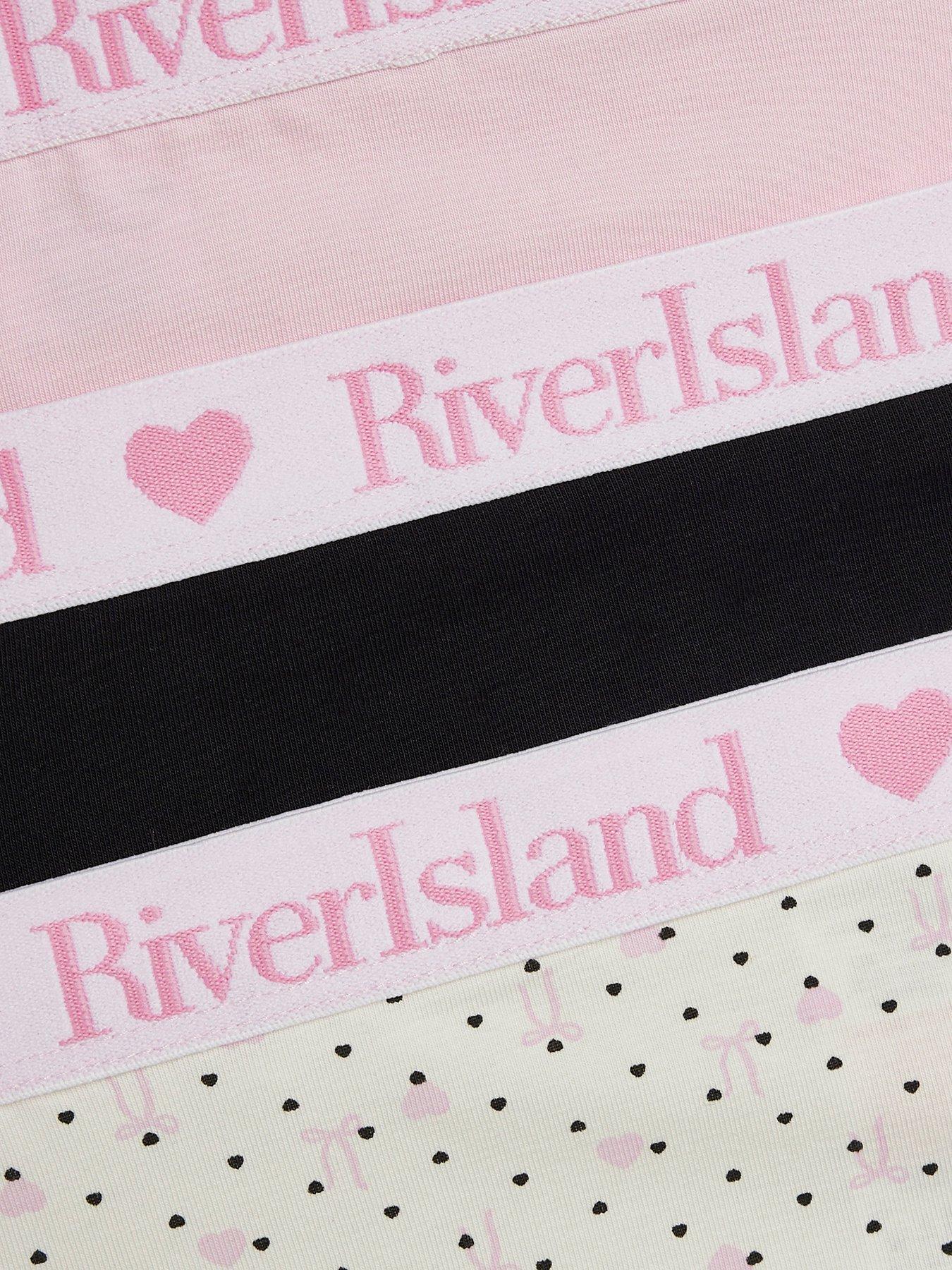 Image 2 of 3 of River Island Girls 5 Pack Stretch Cotton Logo Waistband Briefs - Multi