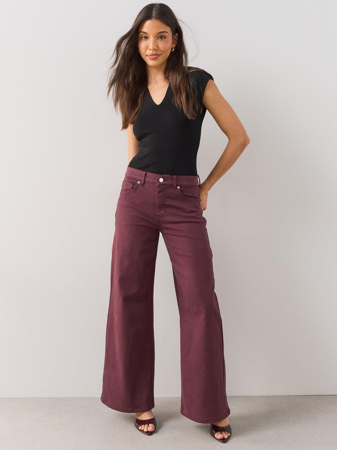 Image 1 of 7 of The Very Collection Mid Rise Stretch Wide Leg Jeans - Mulberry