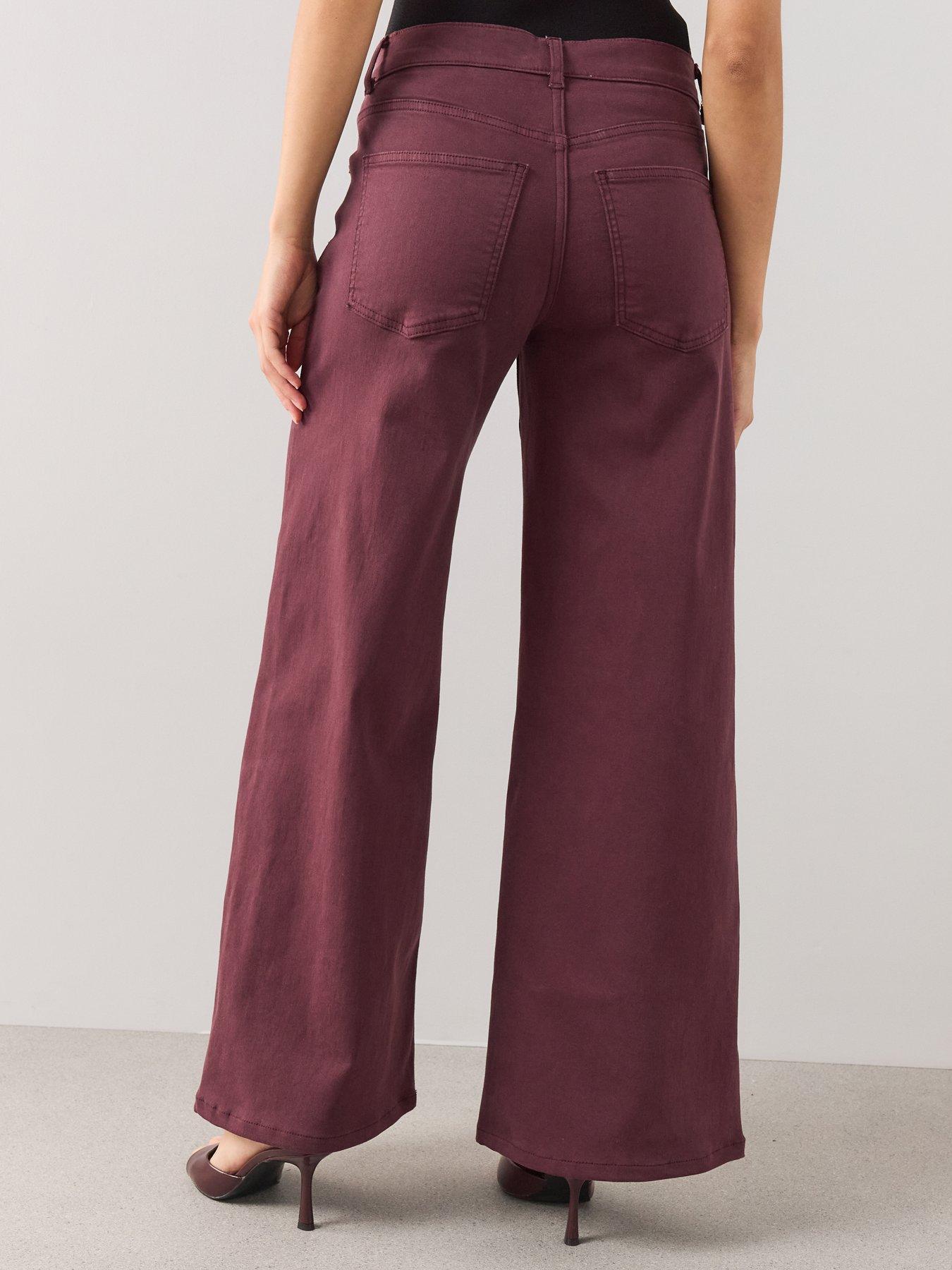 Image 2 of 7 of The Very Collection Mid Rise Stretch Wide Leg Jeans - Mulberry