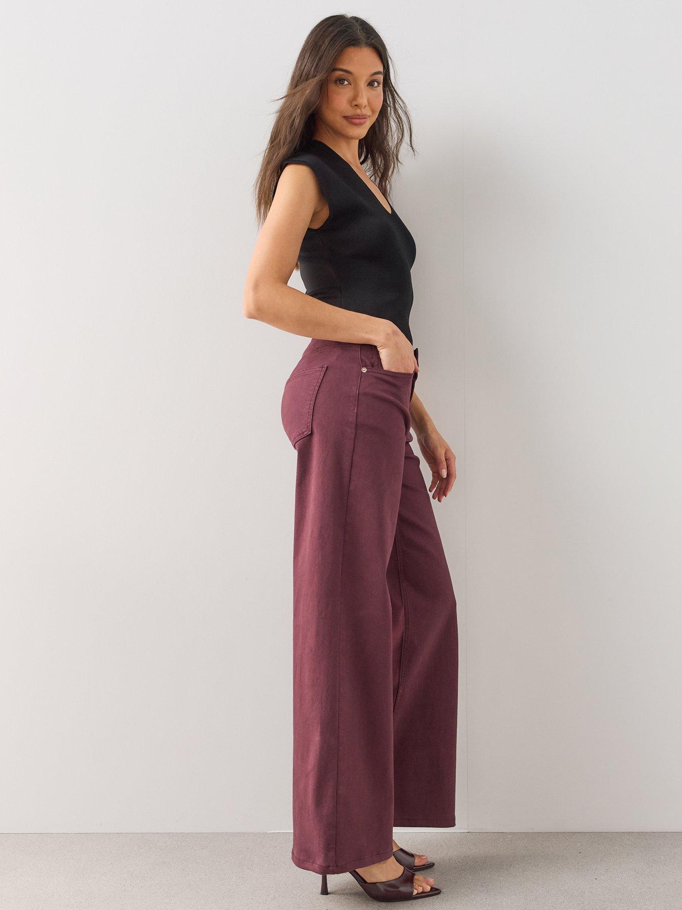 Image 3 of 7 of The Very Collection Mid Rise Stretch Wide Leg Jeans - Mulberry