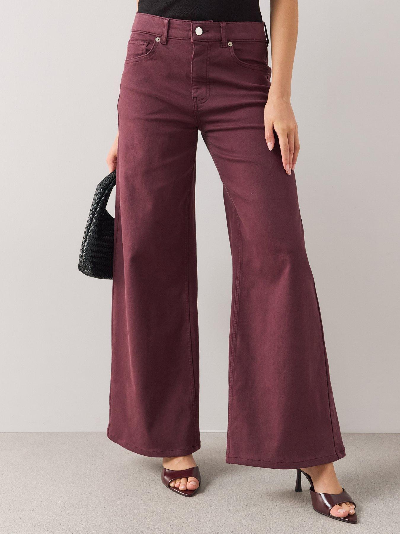 Image 4 of 7 of The Very Collection Mid Rise Stretch Wide Leg Jeans - Mulberry