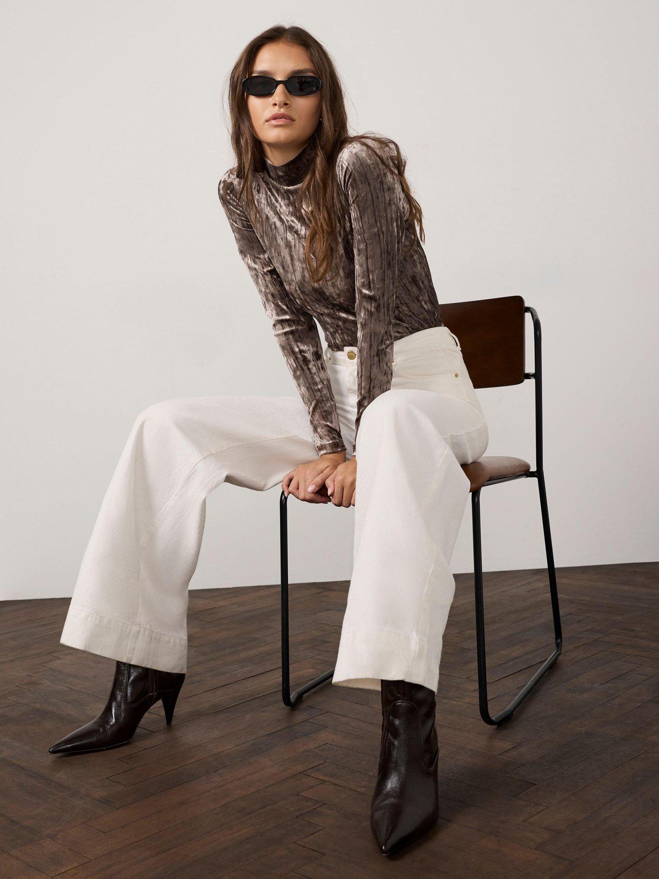 Image 3 of 6 of Mint Velvet Velvet High Neck Top - Brown