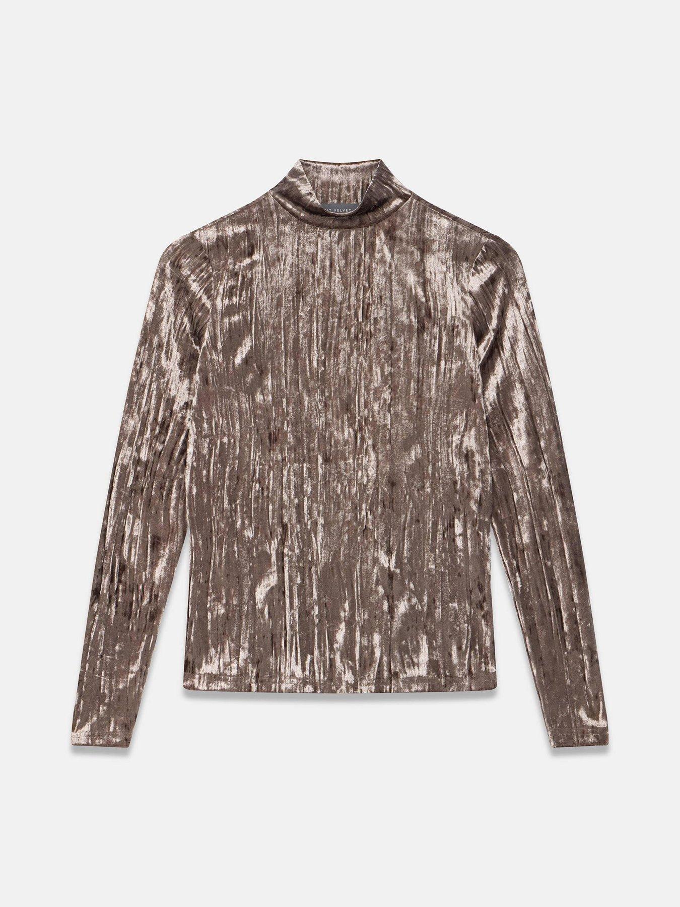 Image 5 of 6 of Mint Velvet Velvet High Neck Top - Brown