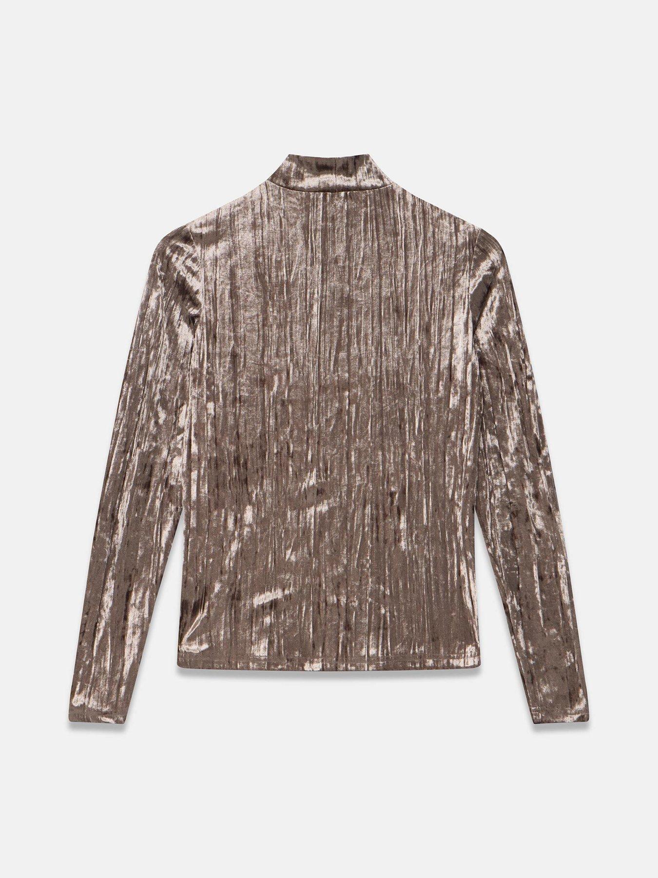 Image 6 of 6 of Mint Velvet Velvet High Neck Top - Brown