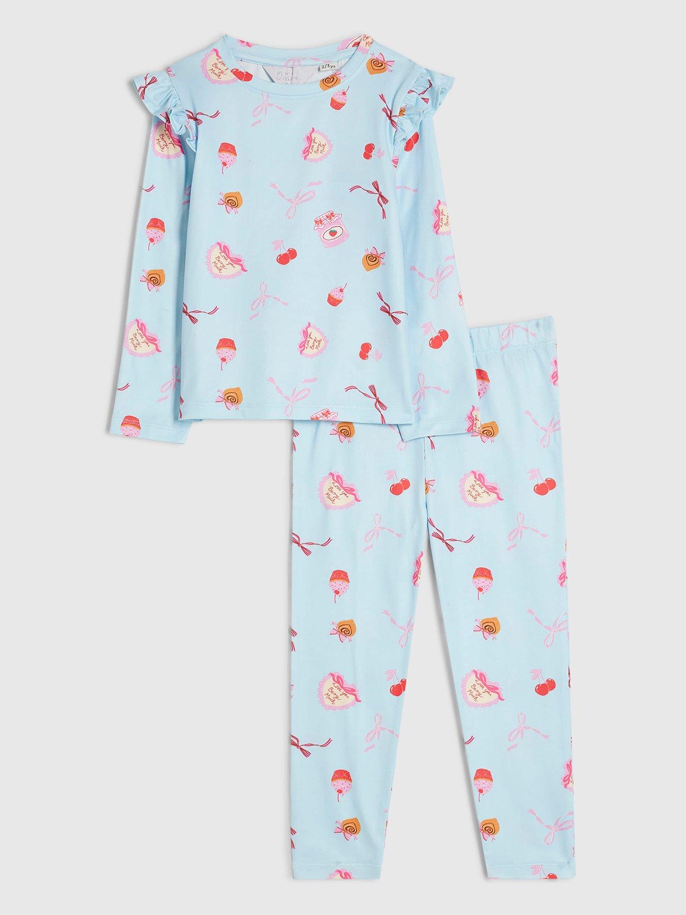 River Island Mini Girls Bakery Print Stretch Pyjamas Set - Blue
