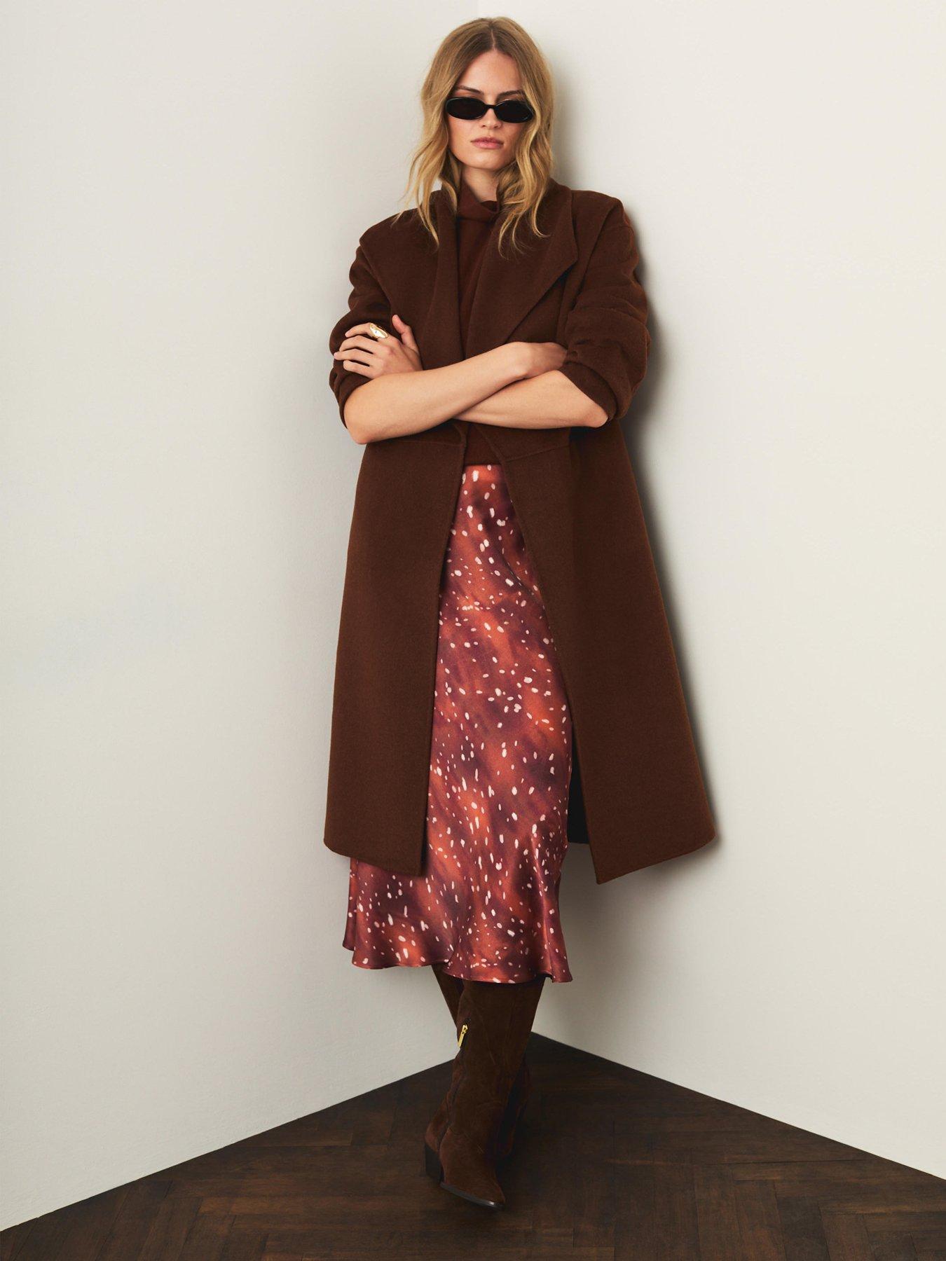 Image 4 of 6 of Mint Velvet Animal Print Satin Slip Skirt - Brown