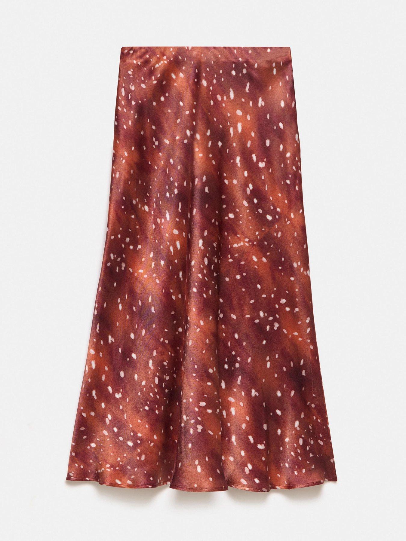 Image 6 of 6 of Mint Velvet Animal Print Satin Slip Skirt - Brown