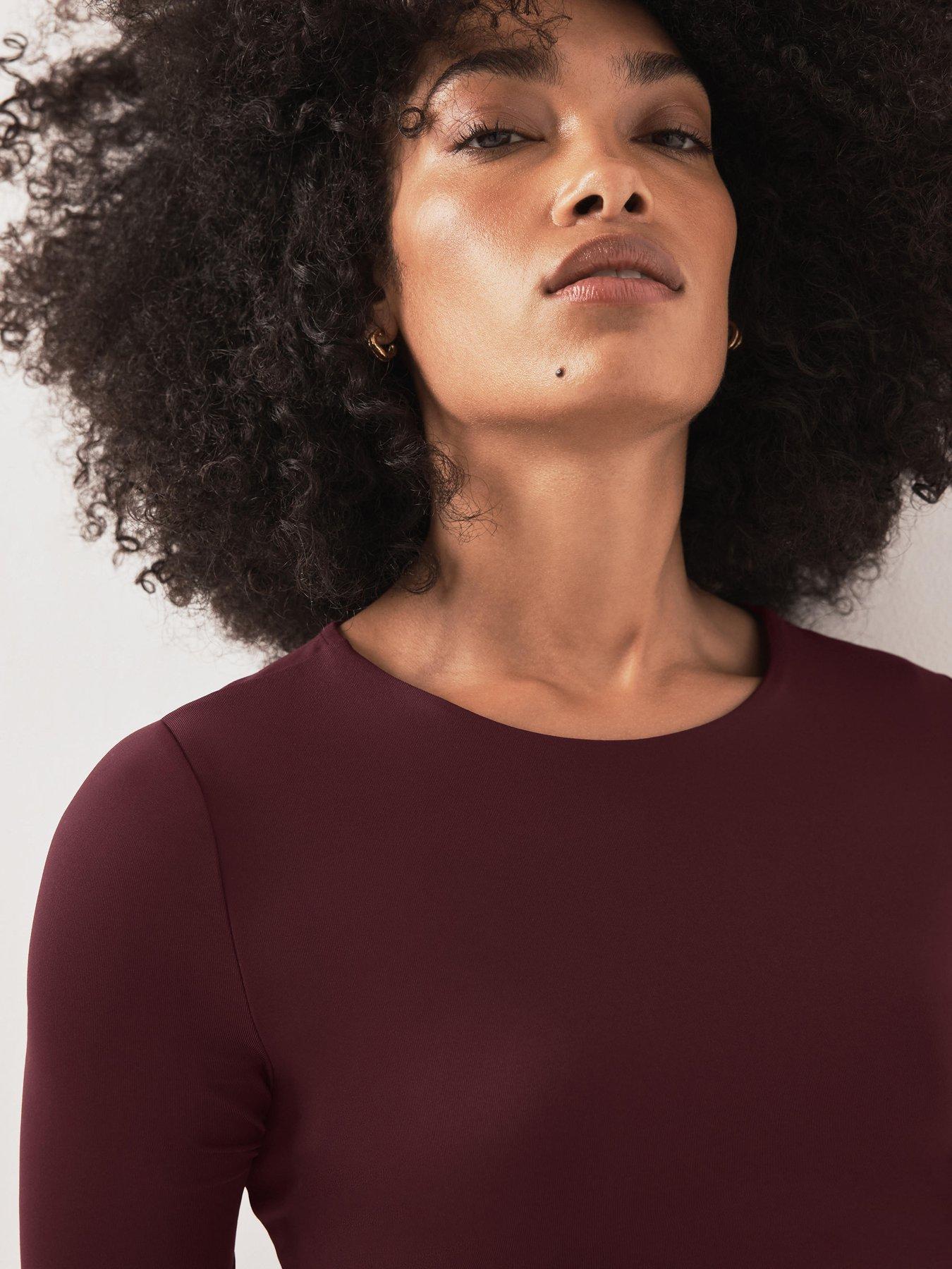 Image 4 of 6 of Mint Velvet Crew Neck Long Sleeve Layering Top - Red