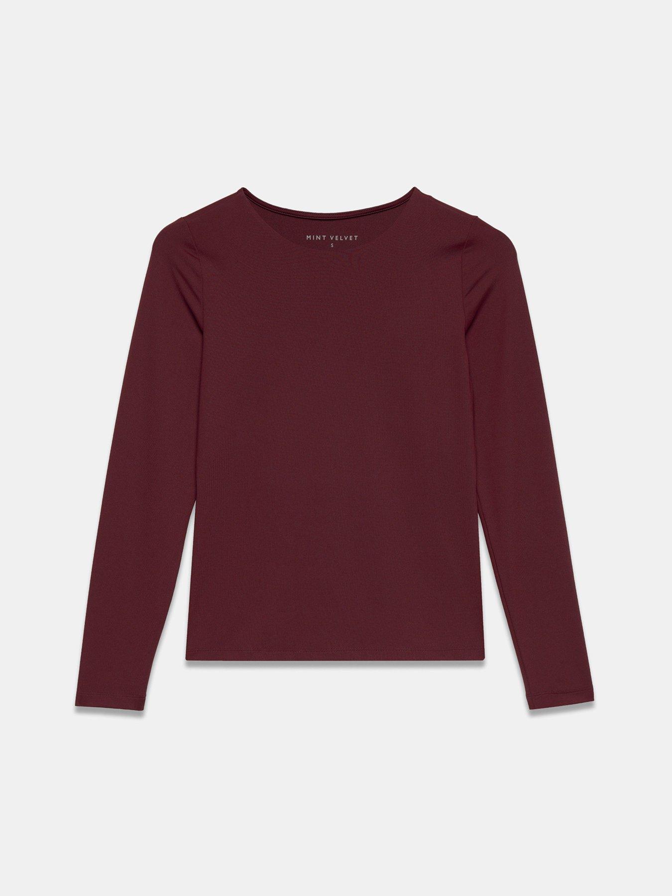 Image 5 of 6 of Mint Velvet Crew Neck Long Sleeve Layering Top - Red