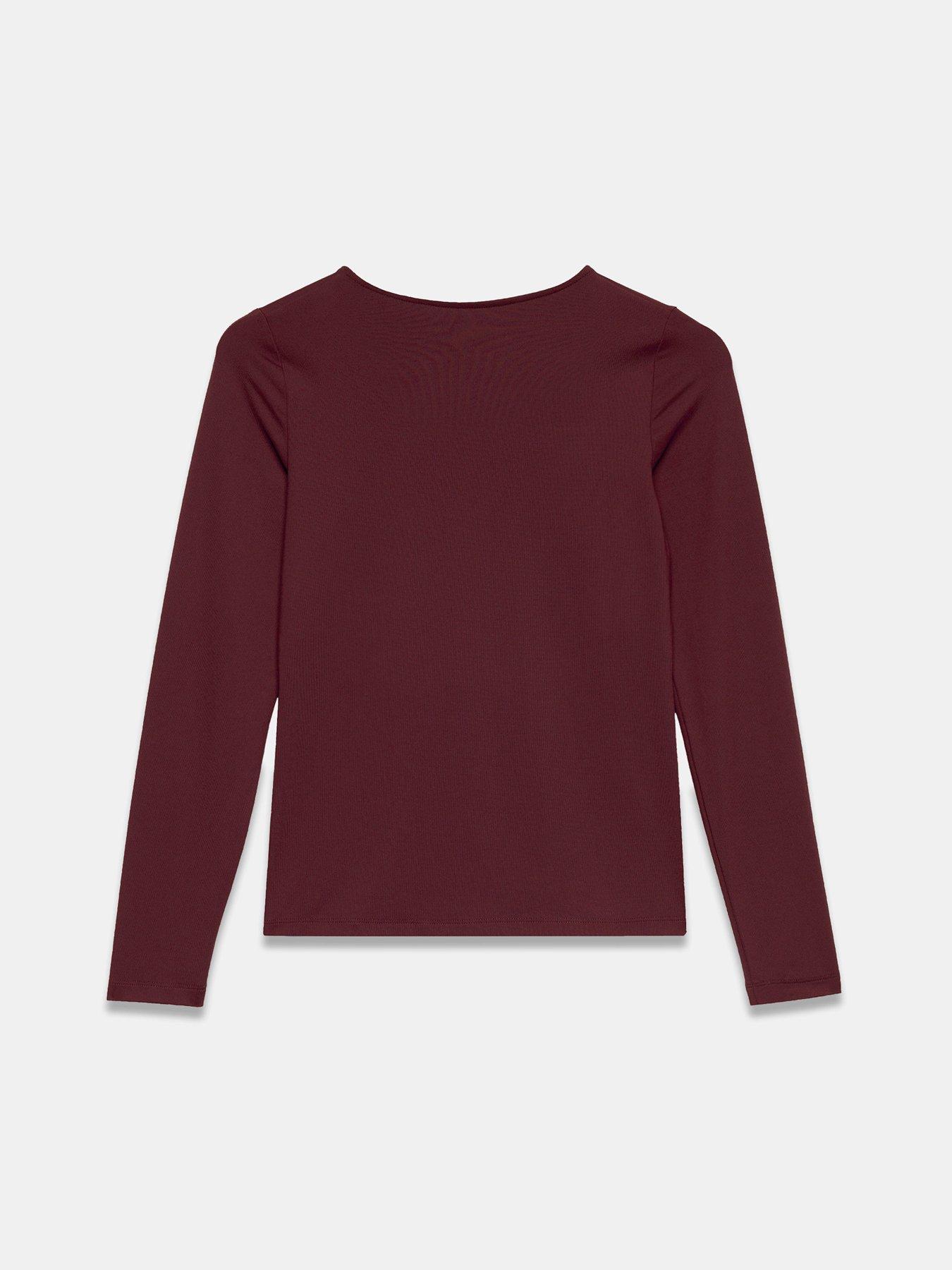 Image 6 of 6 of Mint Velvet Crew Neck Long Sleeve Layering Top - Red