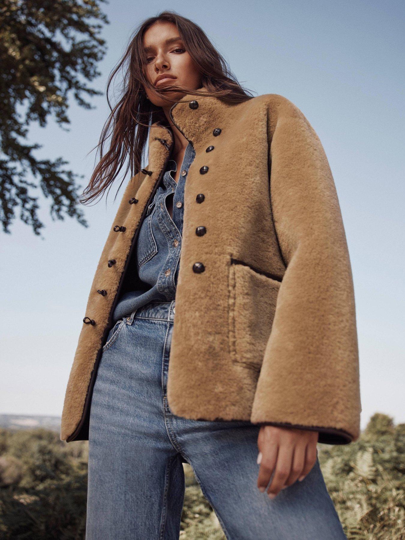 Image 1 of 6 of Mint Velvet Bonded Toggle Coat - Brown