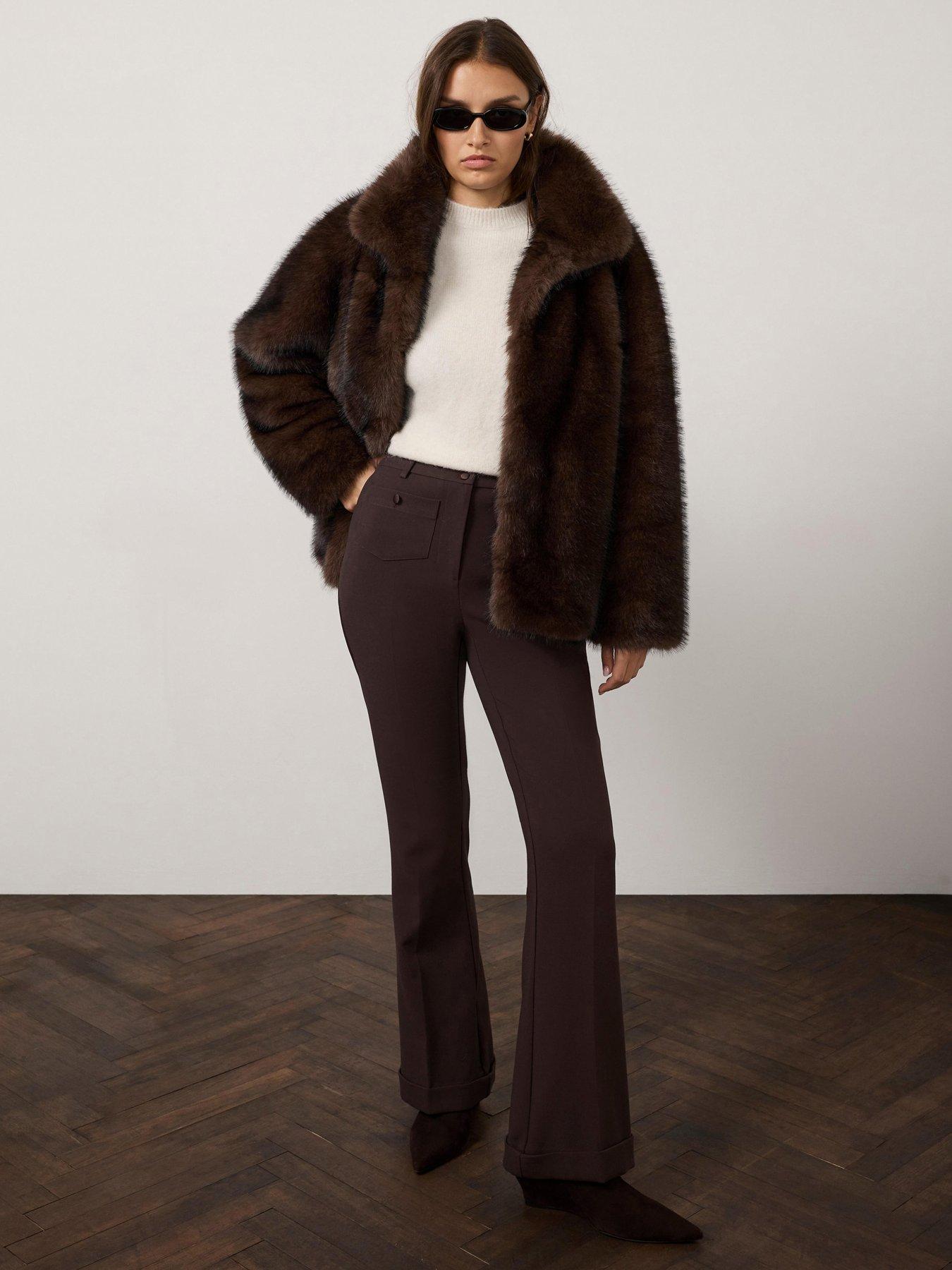 Image 1 of 6 of Mint Velvet PVL Flare Trouser - Brown