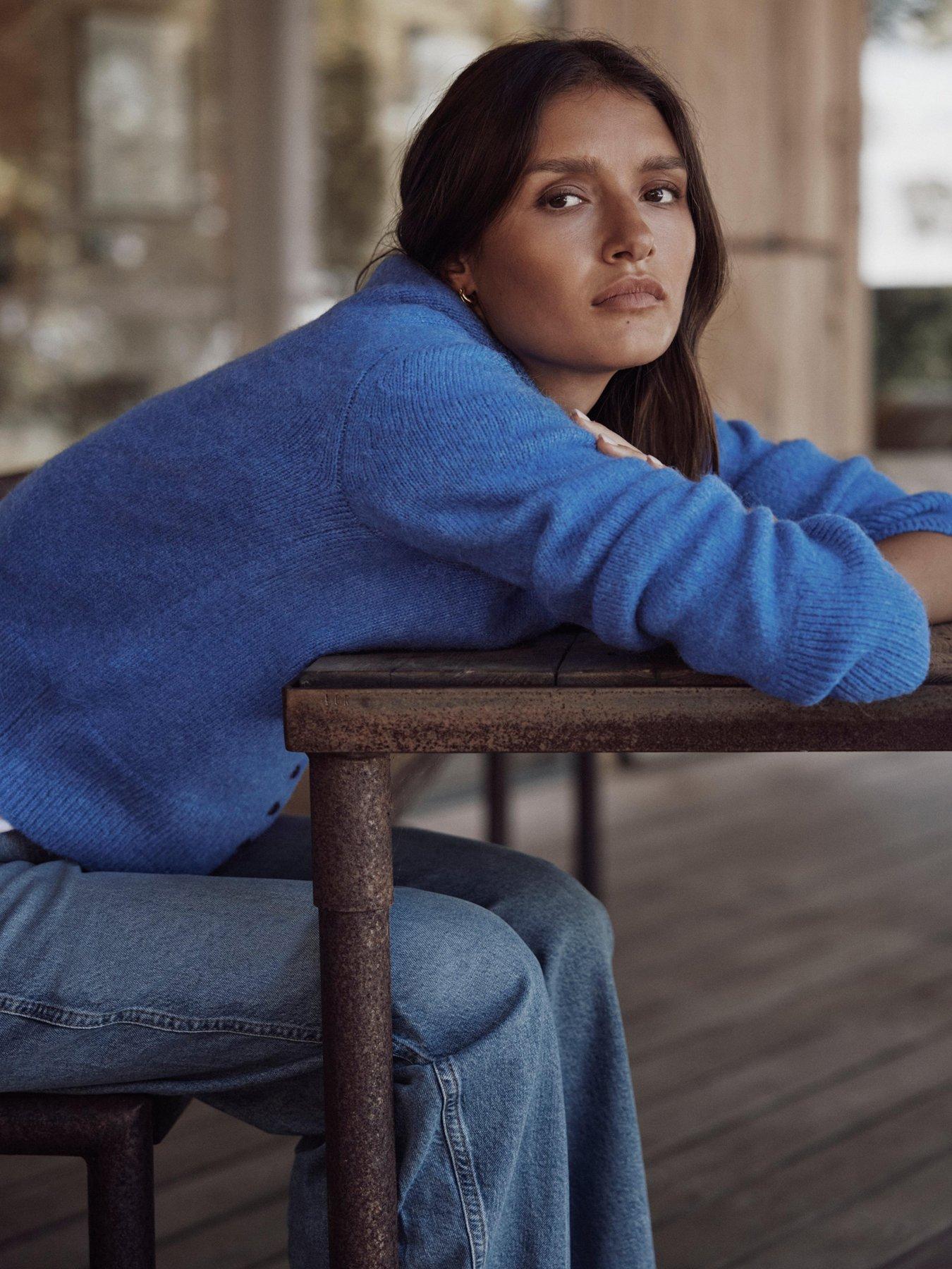 Image 2 of 6 of Mint Velvet Button Detail Cardigan - Blue