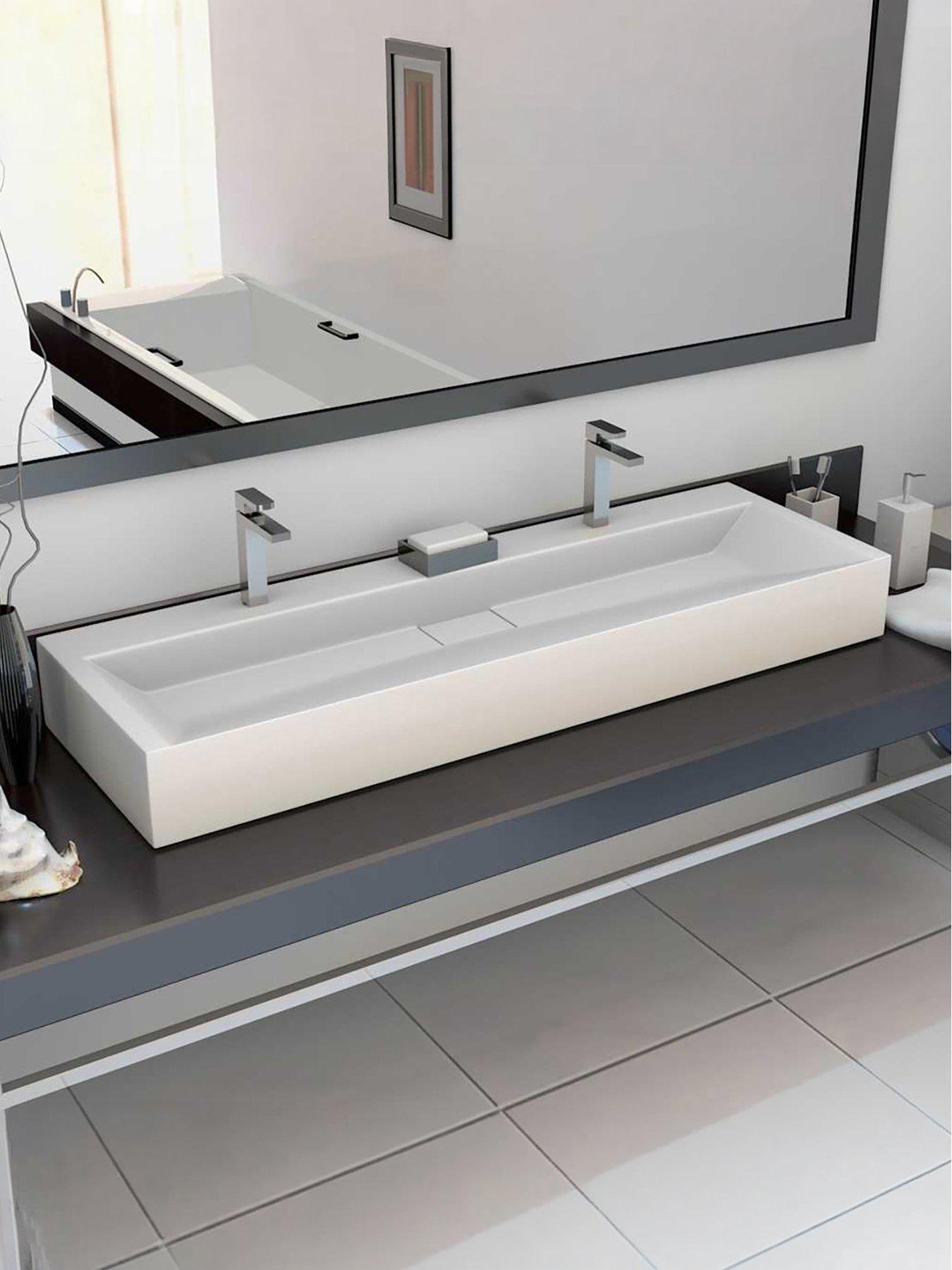 Image 1 of 7 of Walplus Wash Basin 120x46x11 Cm Mineral Cast/marble Cast White
