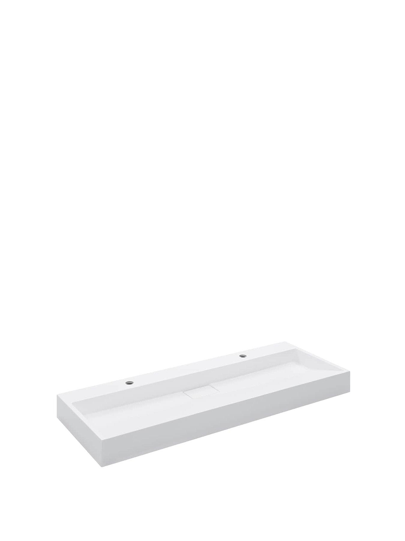 Image 2 of 7 of Walplus Wash Basin 120x46x11 Cm Mineral Cast/marble Cast White