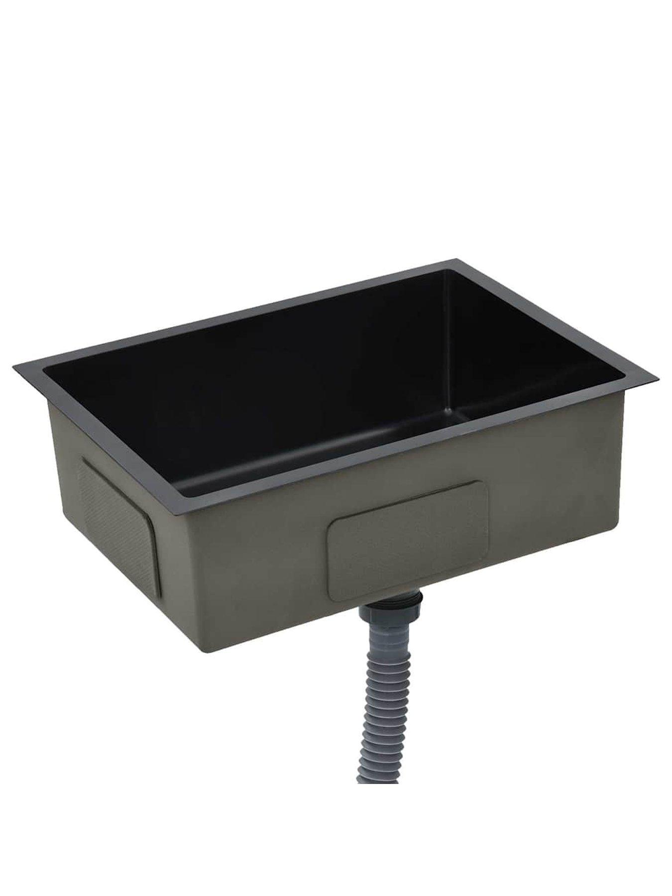 Image 3 of 7 of Walplus Handmade Kitchen Sink Black Stainless Steel