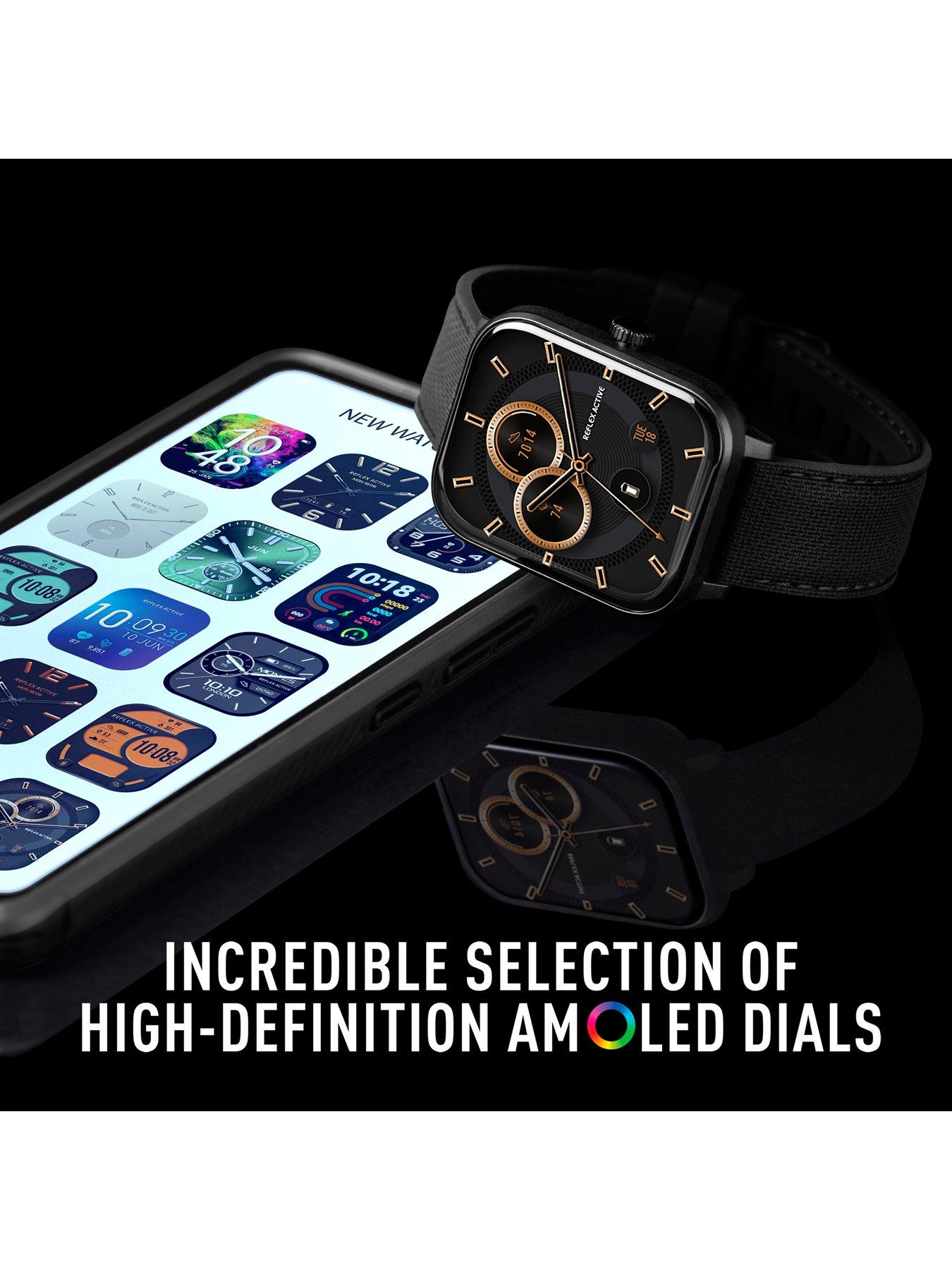 Image 4 of 6 of Reflex Mens Reflex Active Series 44 AMOLED GPS Calling Smartwatch - Black