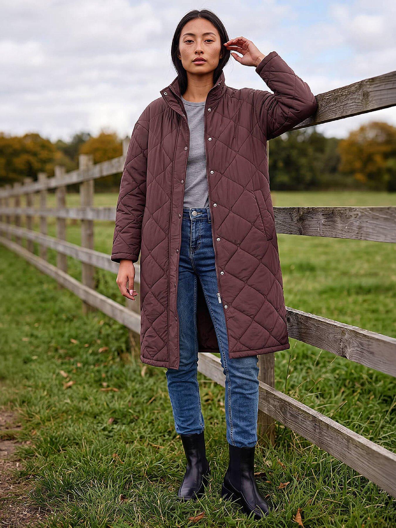 Image 1 of 4 of Roman Roman Womens Petite Oversized Puffer Coat - Wine