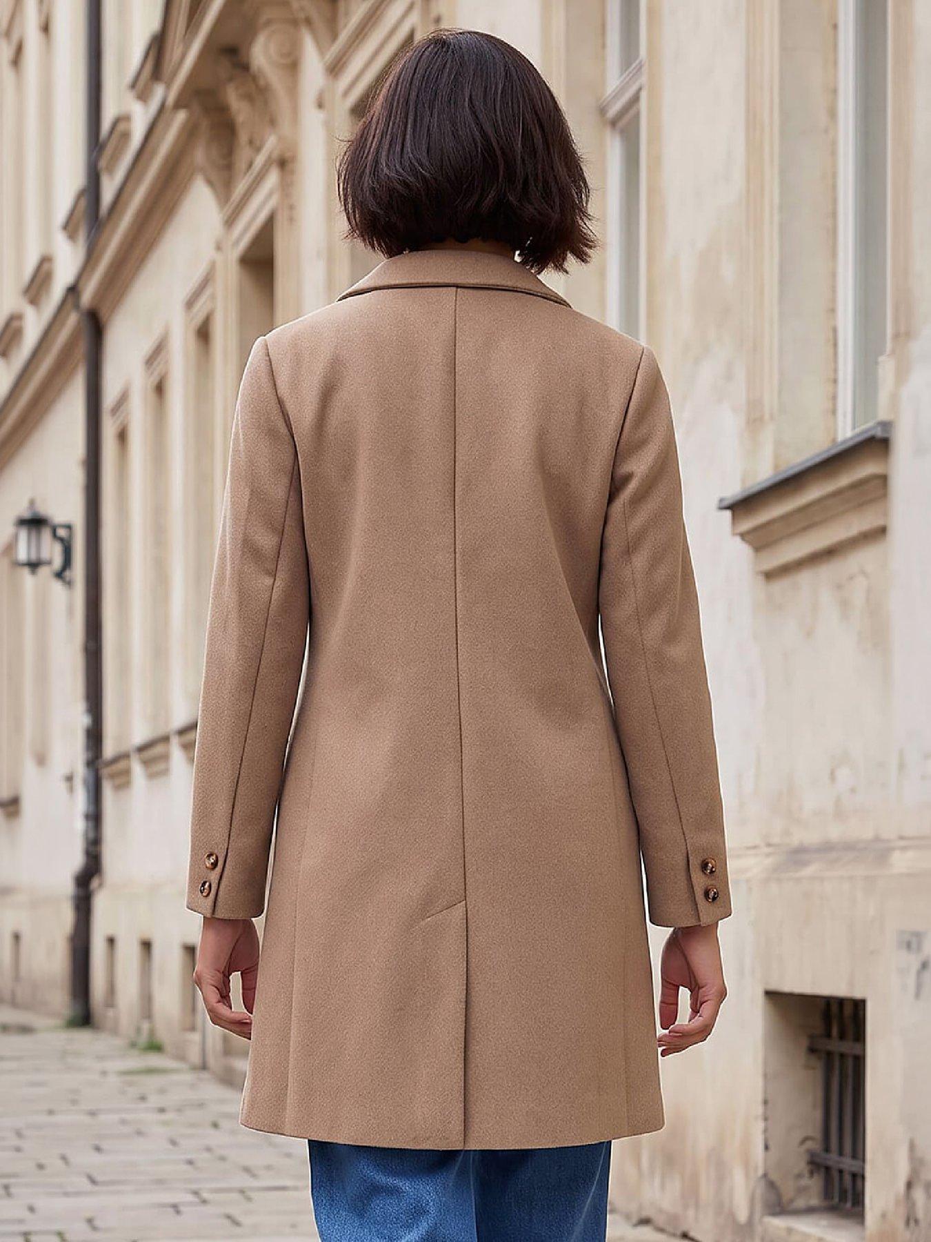 Image 2 of 4 of Roman Womens Petite Relaxed Fit Revere Coat - Cream