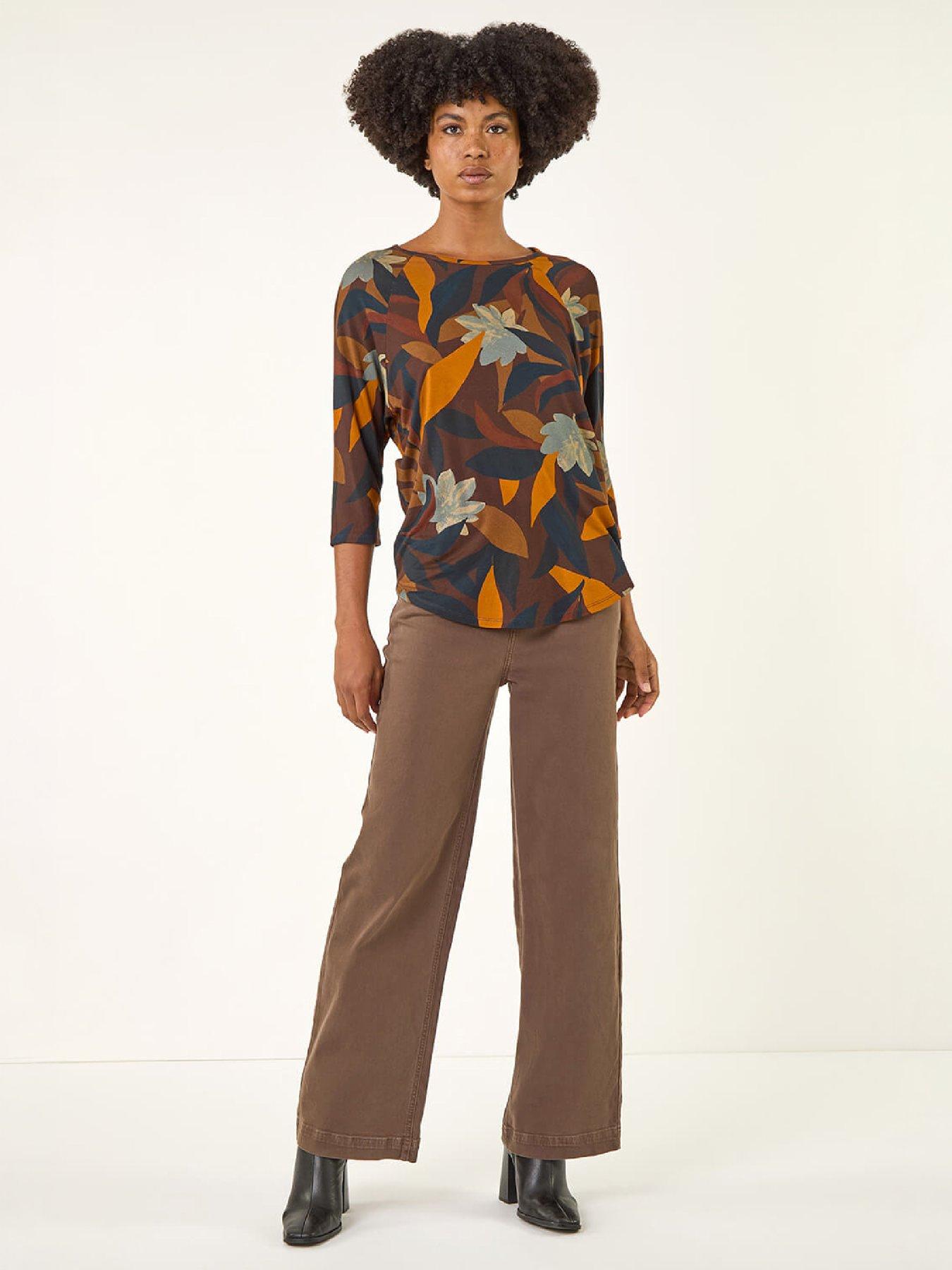 Image 4 of 4 of Roman Roman Womens Floral Print Curved Hem Top - Multi