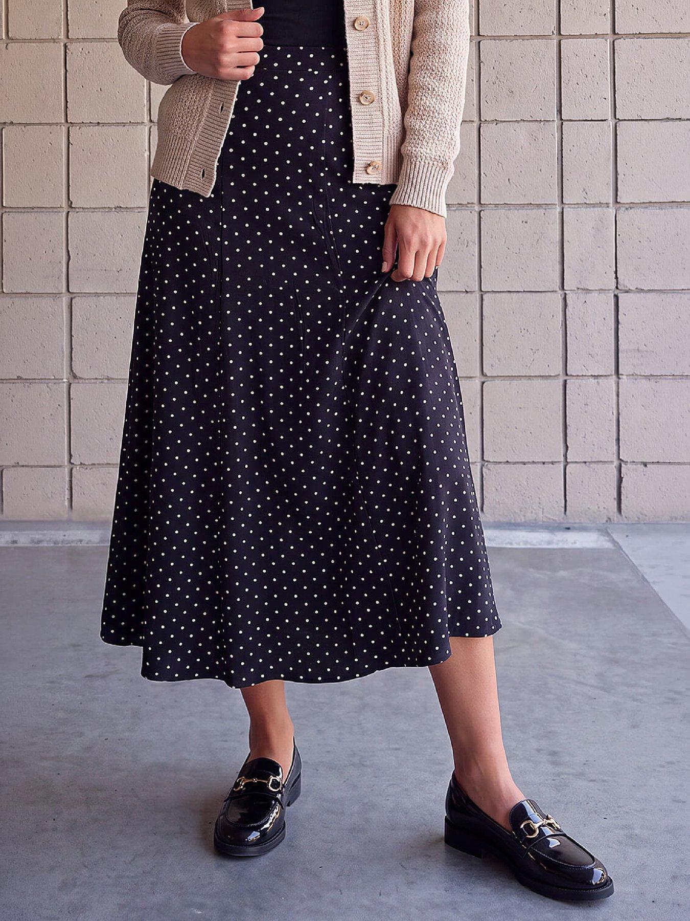 Image 1 of 4 of Roman Womens Pull-On Stretch Midi Skirt - Black