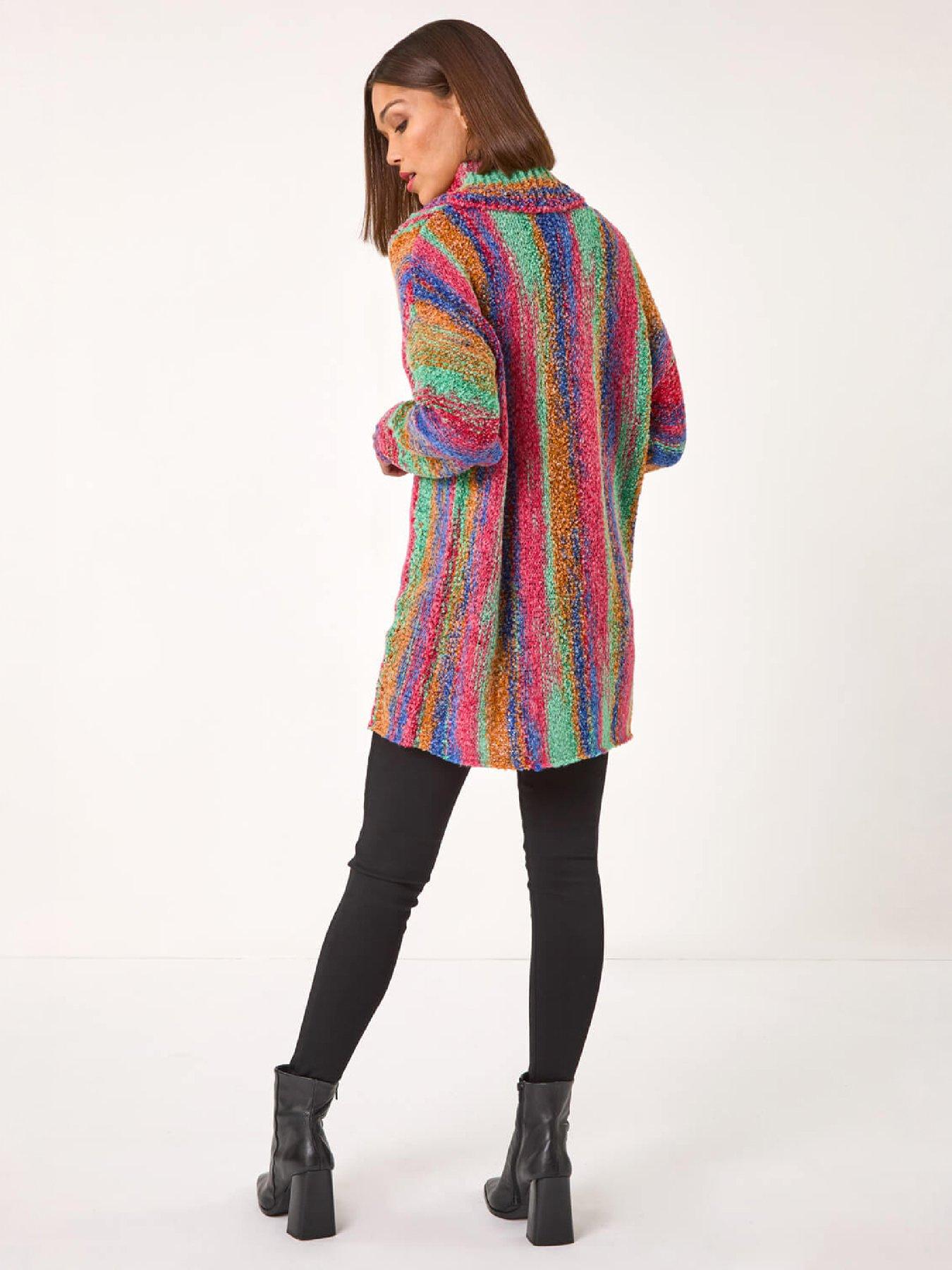 Image 3 of 4 of Roman Womens Boucle Stripe Cowl Neck Longline Jumper - Multi