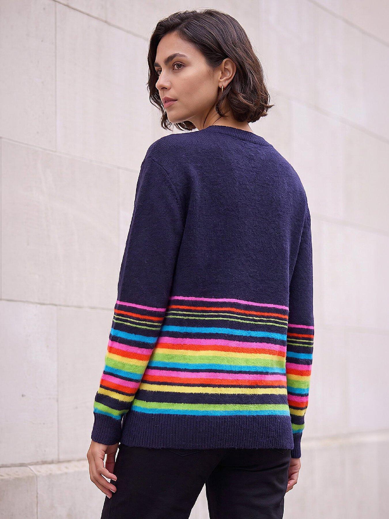 Image 2 of 4 of Roman Womens Border Stripe Scarf Detail Jumper - Multi