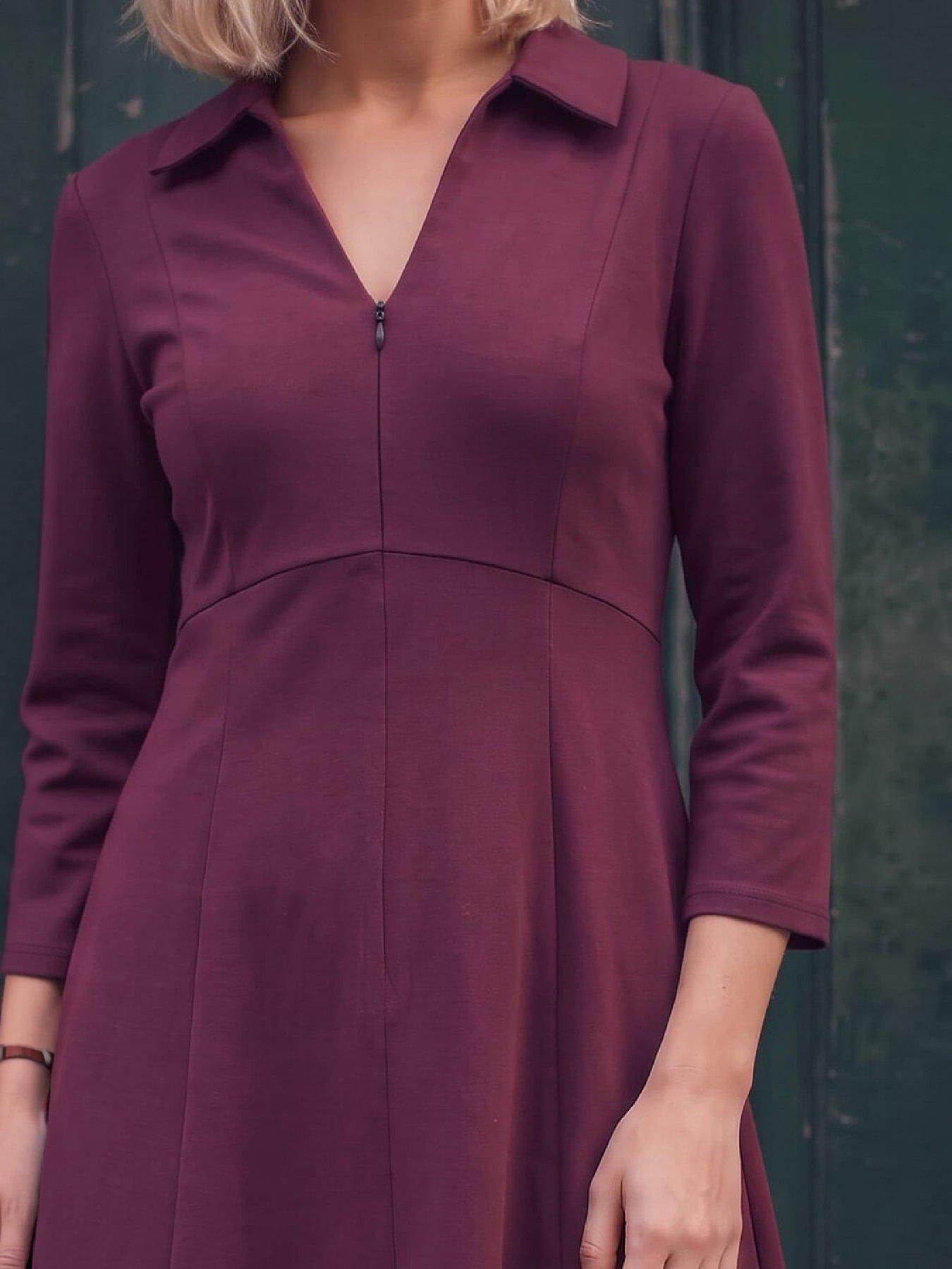 Image 2 of 4 of Roman Roman Petite Zip Front Dress - Red