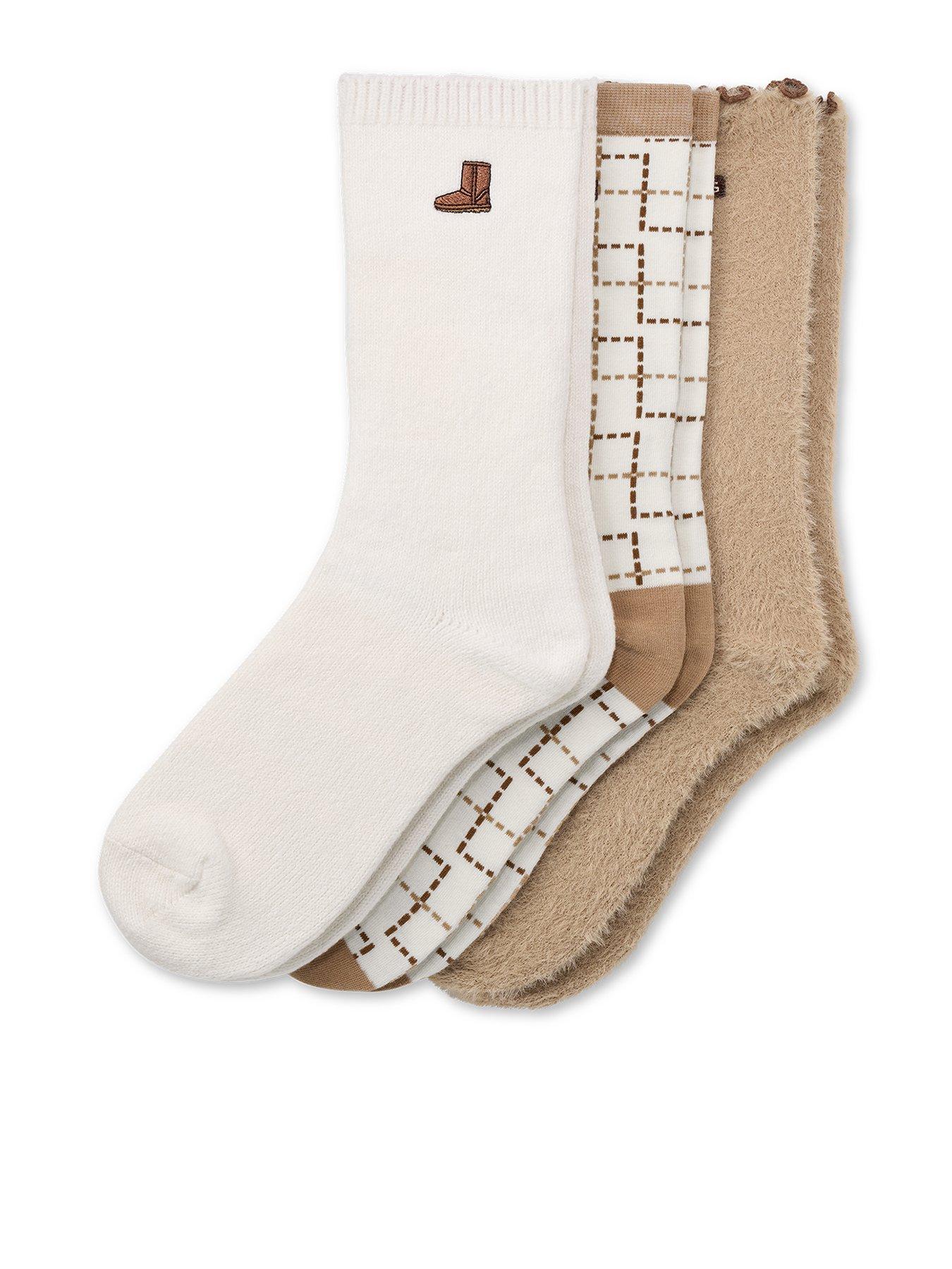 Image 1 of 5 of UGG Womens 3 Pack Logo Detail Socks - Multi