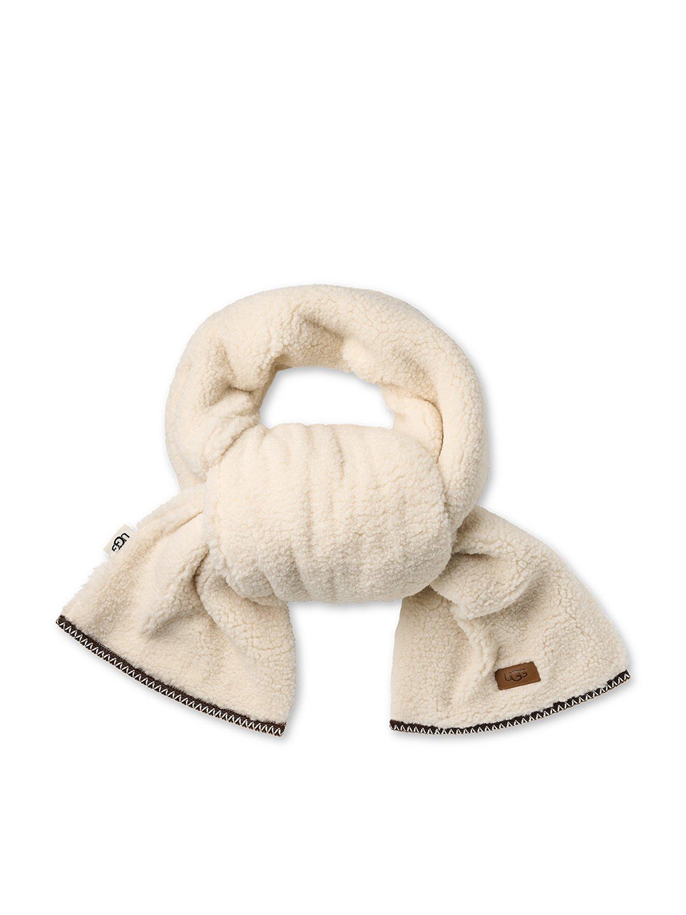 Image 1 of 2 of UGG Womens Uggbraid Plush Fleece Logo Patch Scarf - Beige