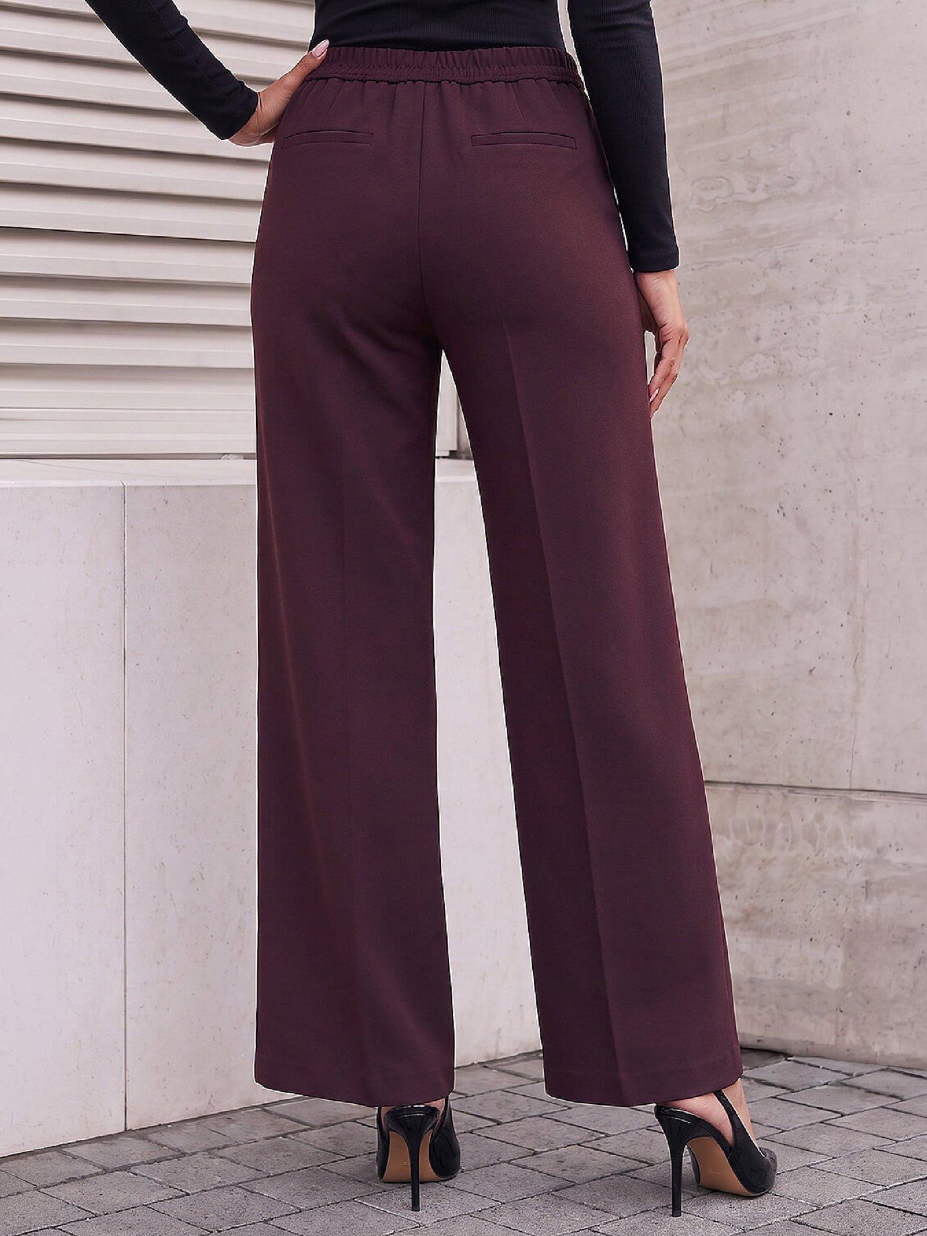 Image 4 of 4 of Roman Roman Womens Button Pocket Full Length Trousers - Red