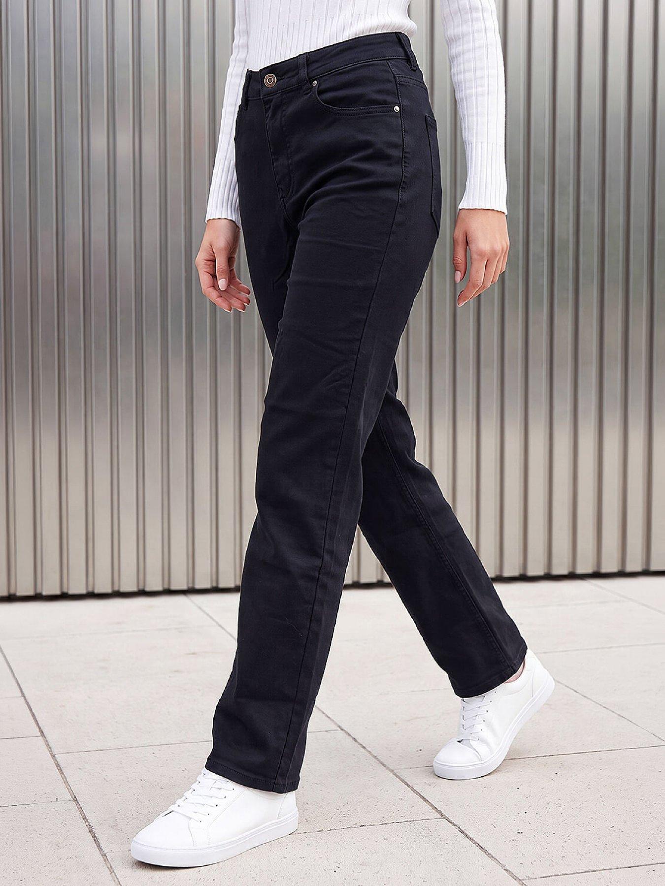 Image 1 of 4 of Roman Womens Straight Leg Stretch Jeans - Black