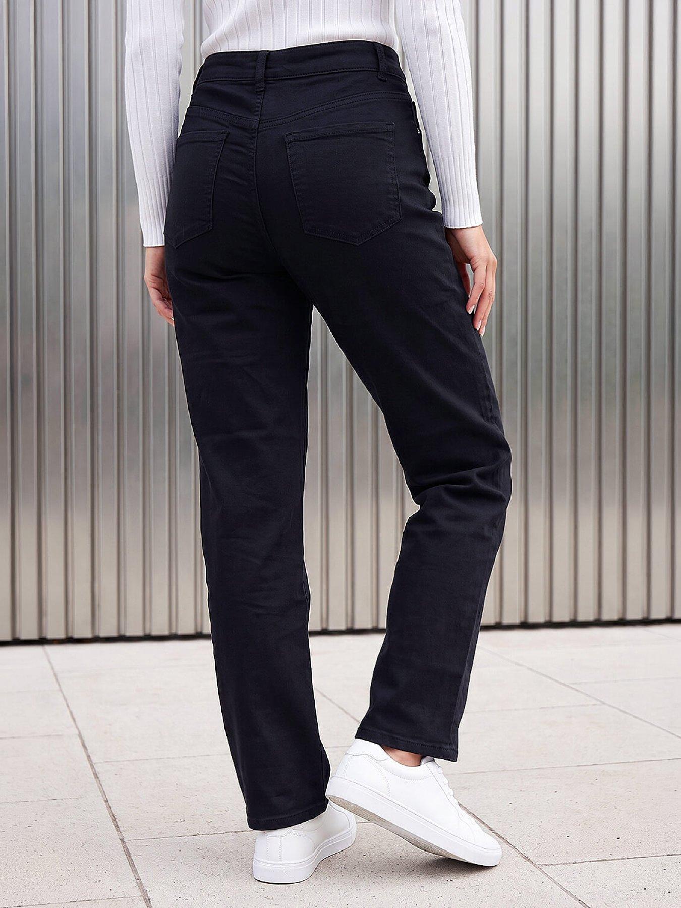 Image 3 of 4 of Roman Womens Straight Leg Stretch Jeans - Black