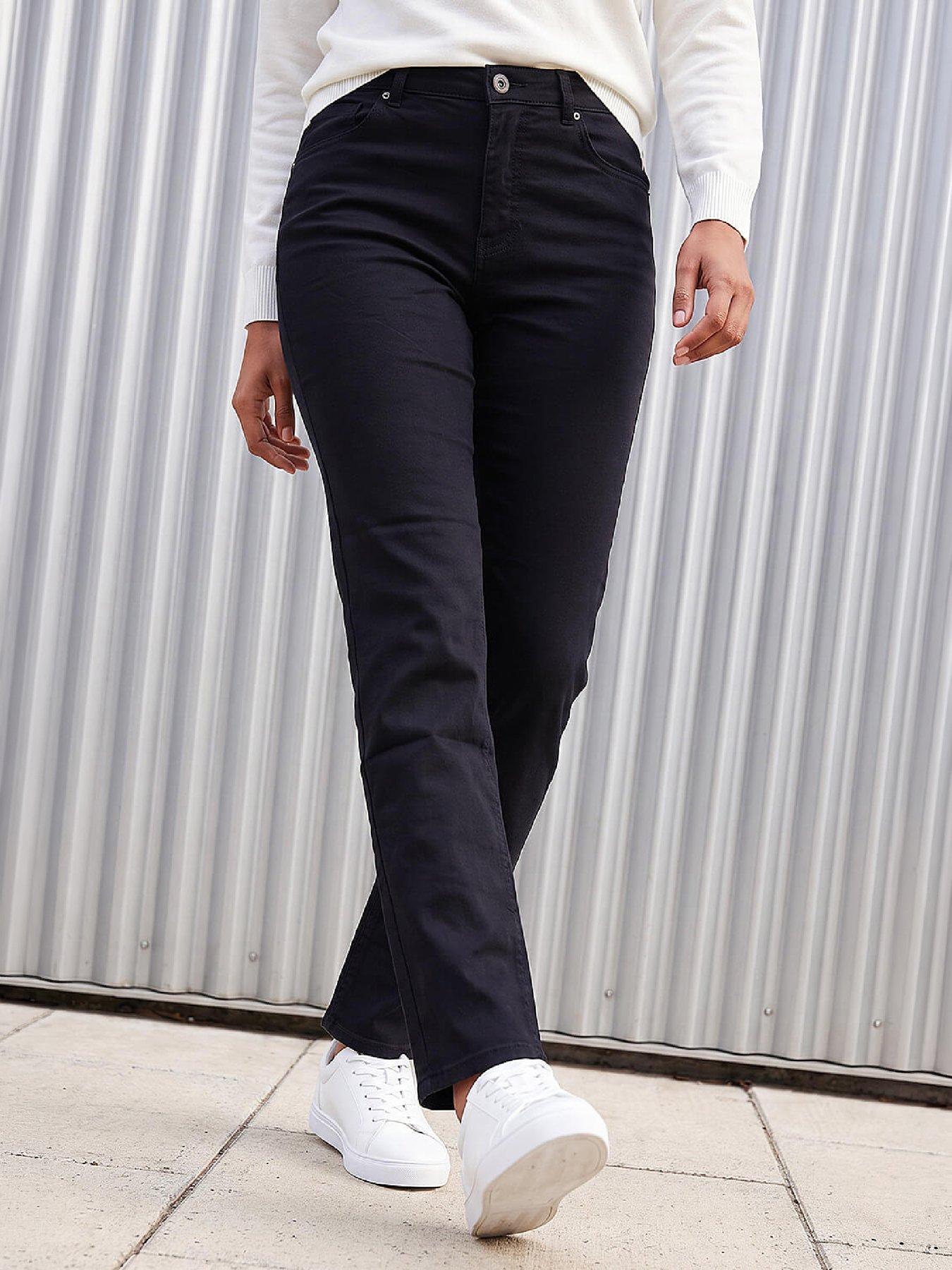 Image 1 of 4 of Roman Womens Slim Leg Stretch Jeans - Black
