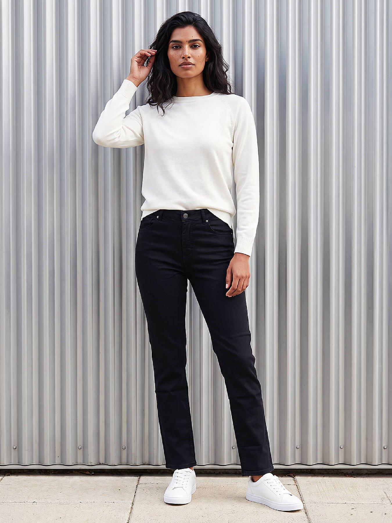 Image 4 of 4 of Roman Womens Slim Leg Stretch Jeans - Black