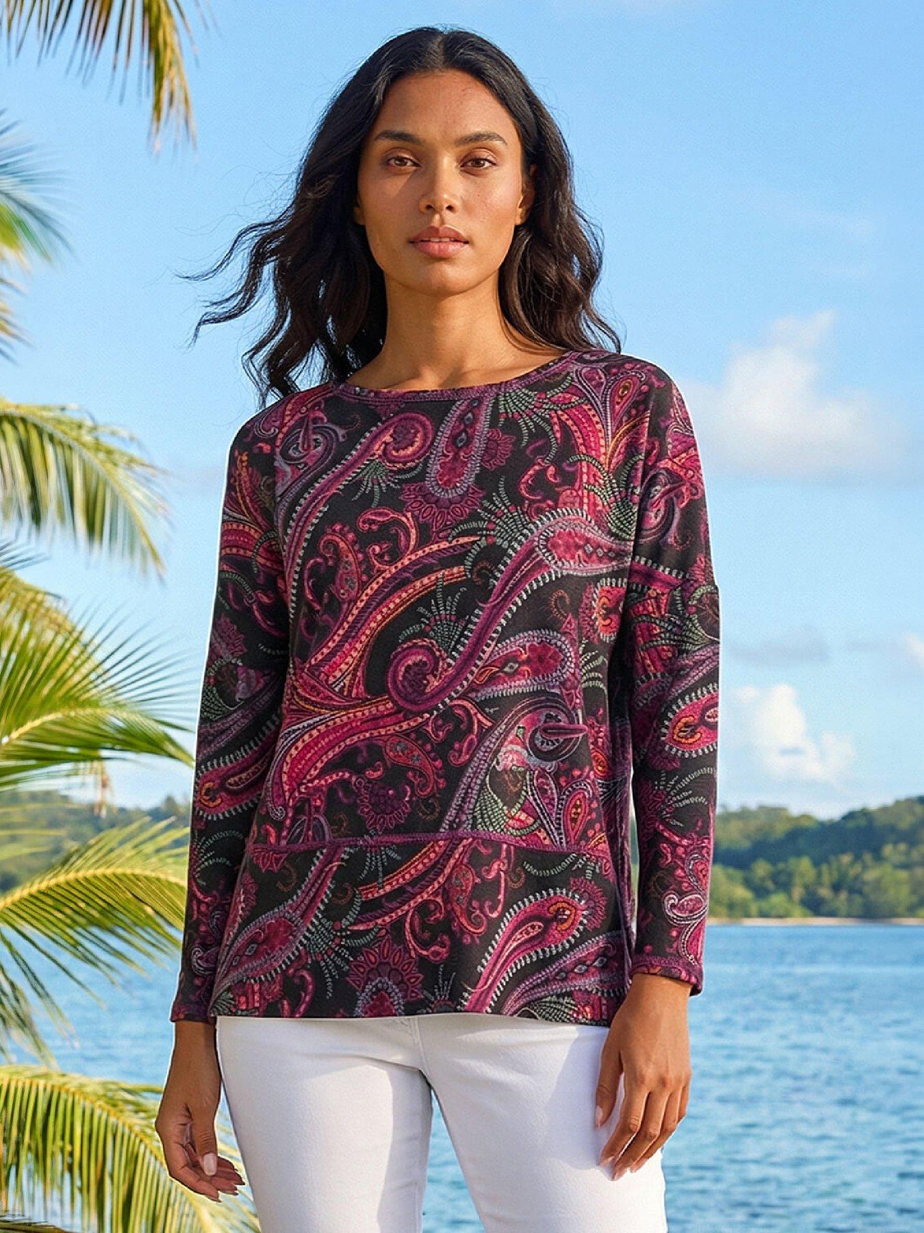 Image 1 of 4 of Roman Womens Stretch Jersey Long Sleeve Top - Red