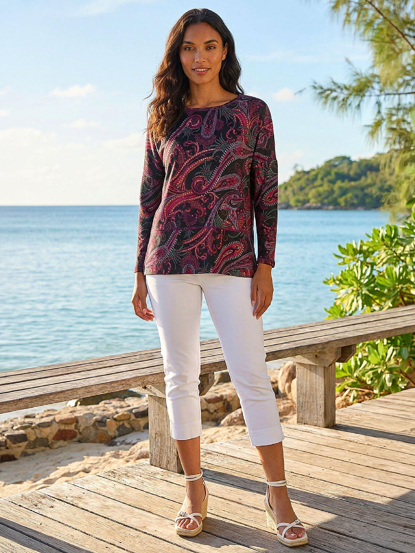 Image 4 of 4 of Roman Womens Stretch Jersey Long Sleeve Top - Red