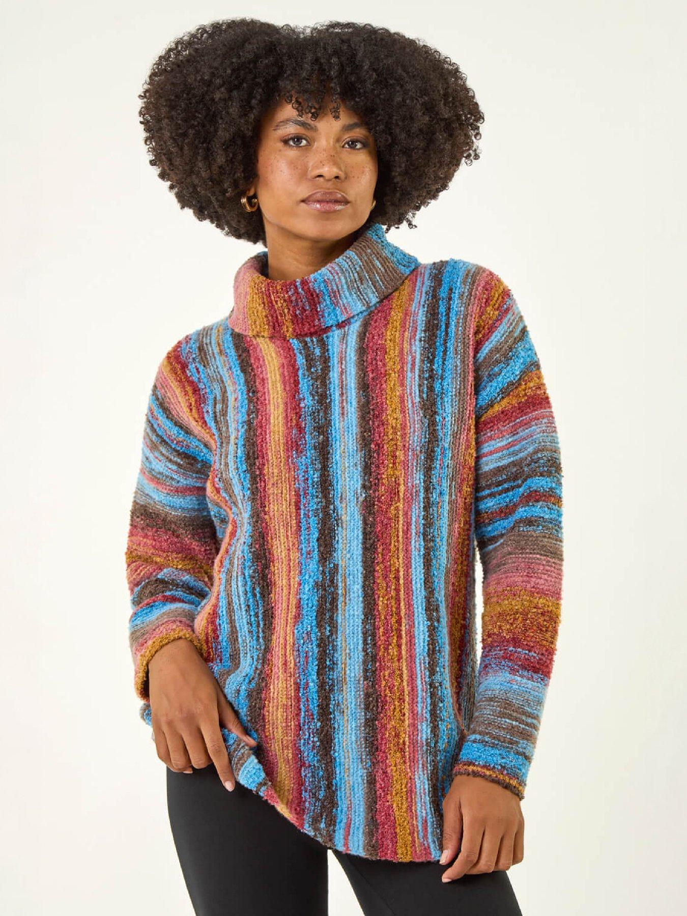 Image 1 of 4 of Roman Womens Space Dye Roll Neck Longline Jumper - Multi