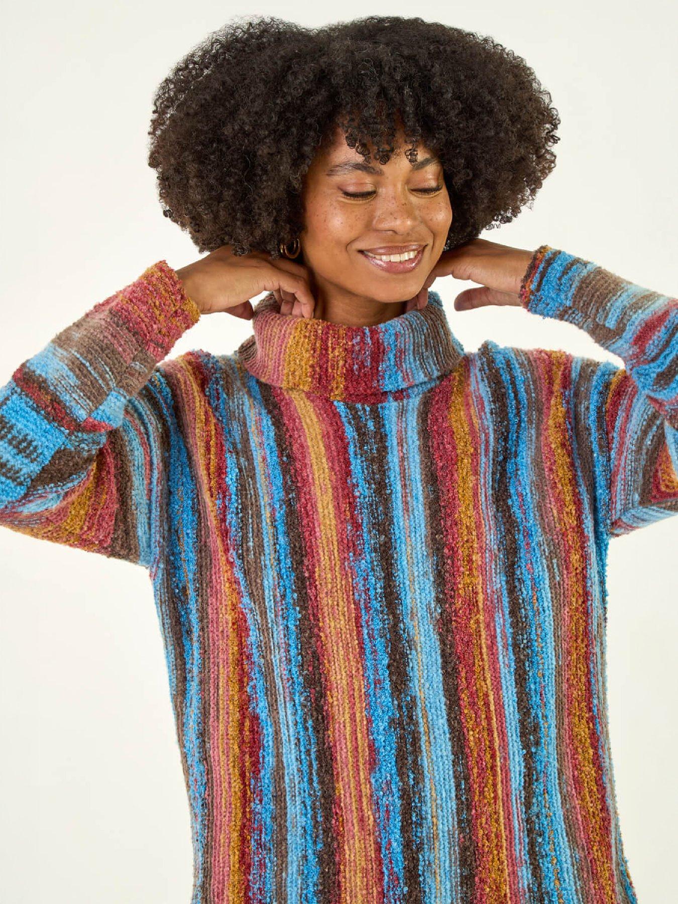 Image 2 of 4 of Roman Womens Space Dye Roll Neck Longline Jumper - Multi
