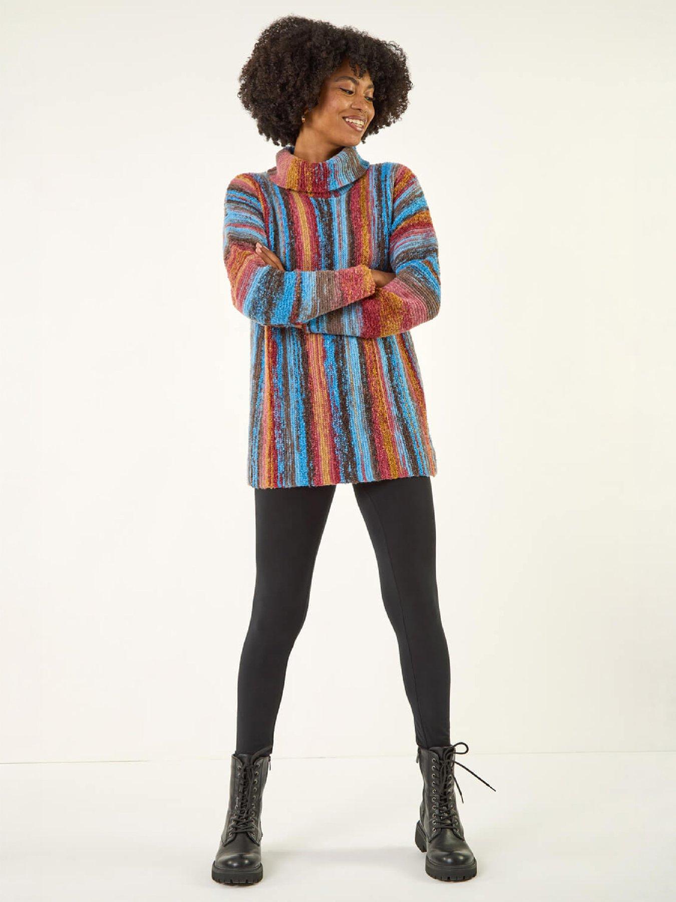 Image 4 of 4 of Roman Womens Space Dye Roll Neck Longline Jumper - Multi