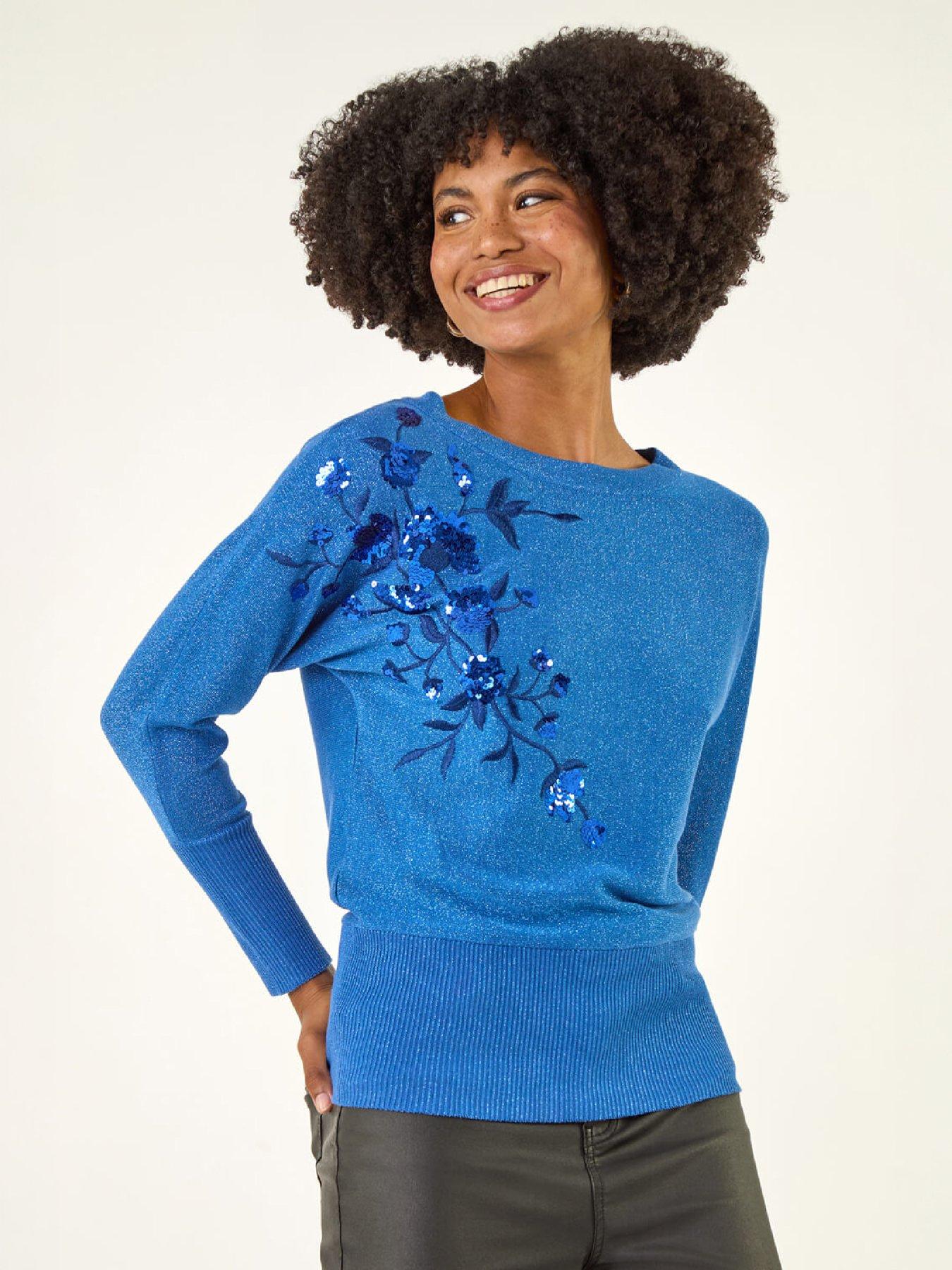 Image 1 of 4 of Roman Floral Sequin Knit Jumper