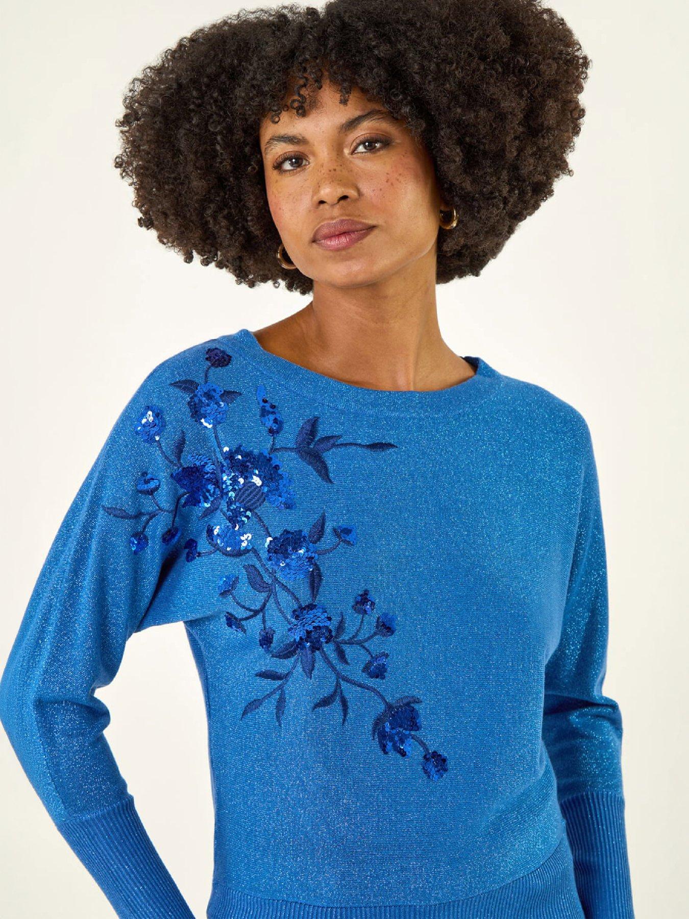 Image 2 of 4 of Roman Floral Sequin Knit Jumper