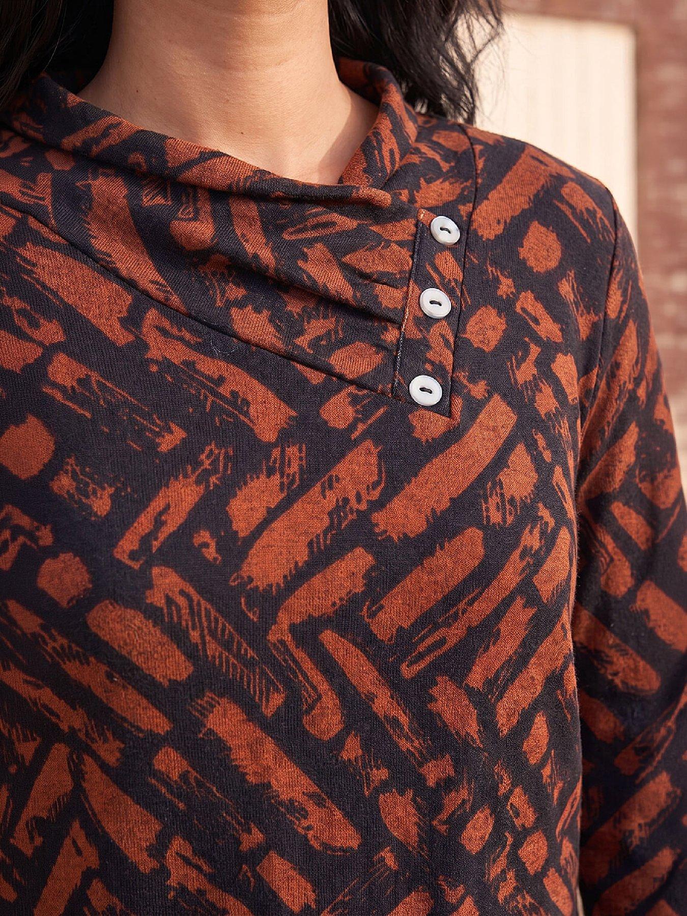 Image 2 of 4 of Roman Womens Crossover Front Button Detail Blouse - Rust