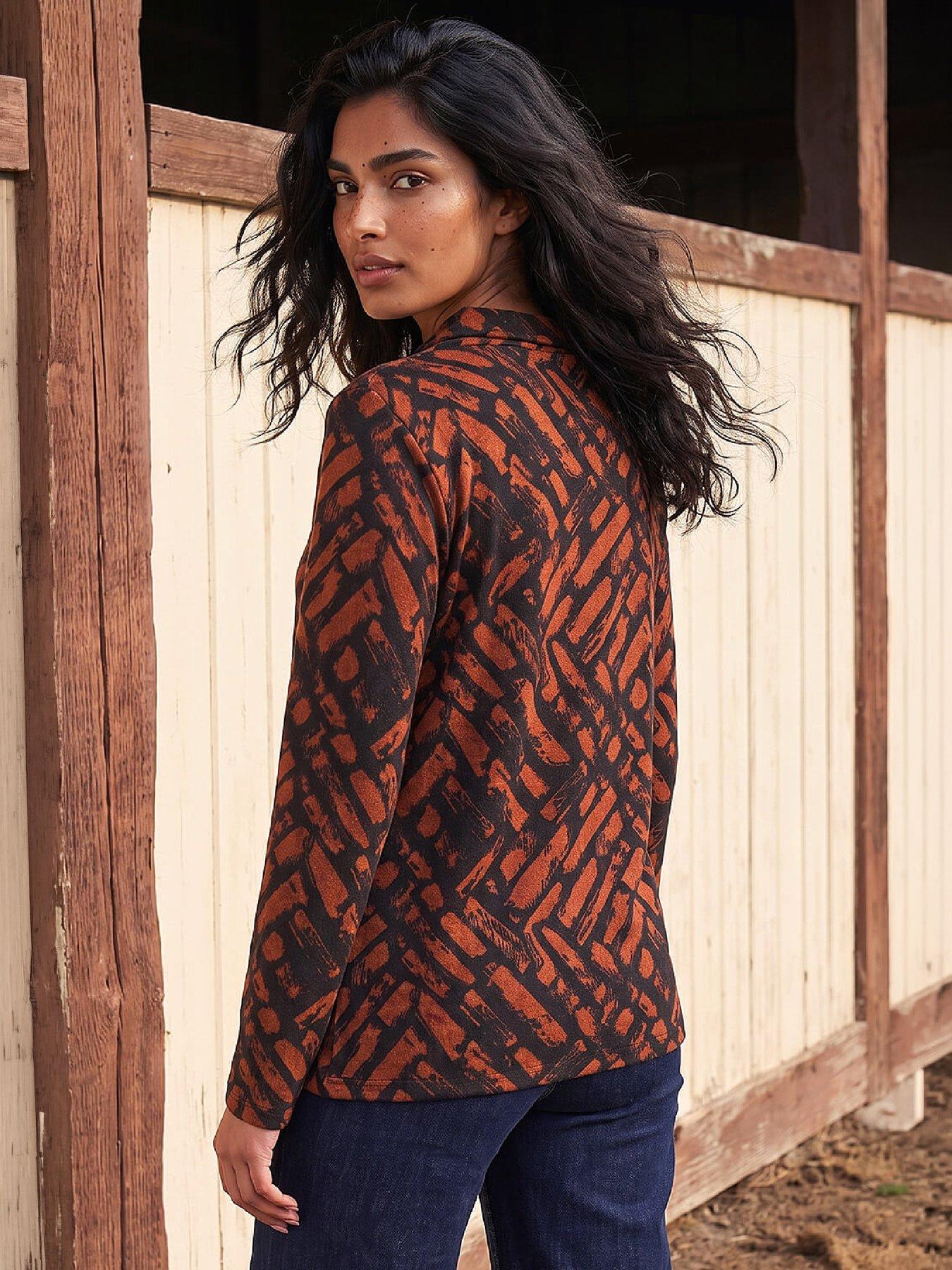 Image 3 of 4 of Roman Womens Crossover Front Button Detail Blouse - Rust