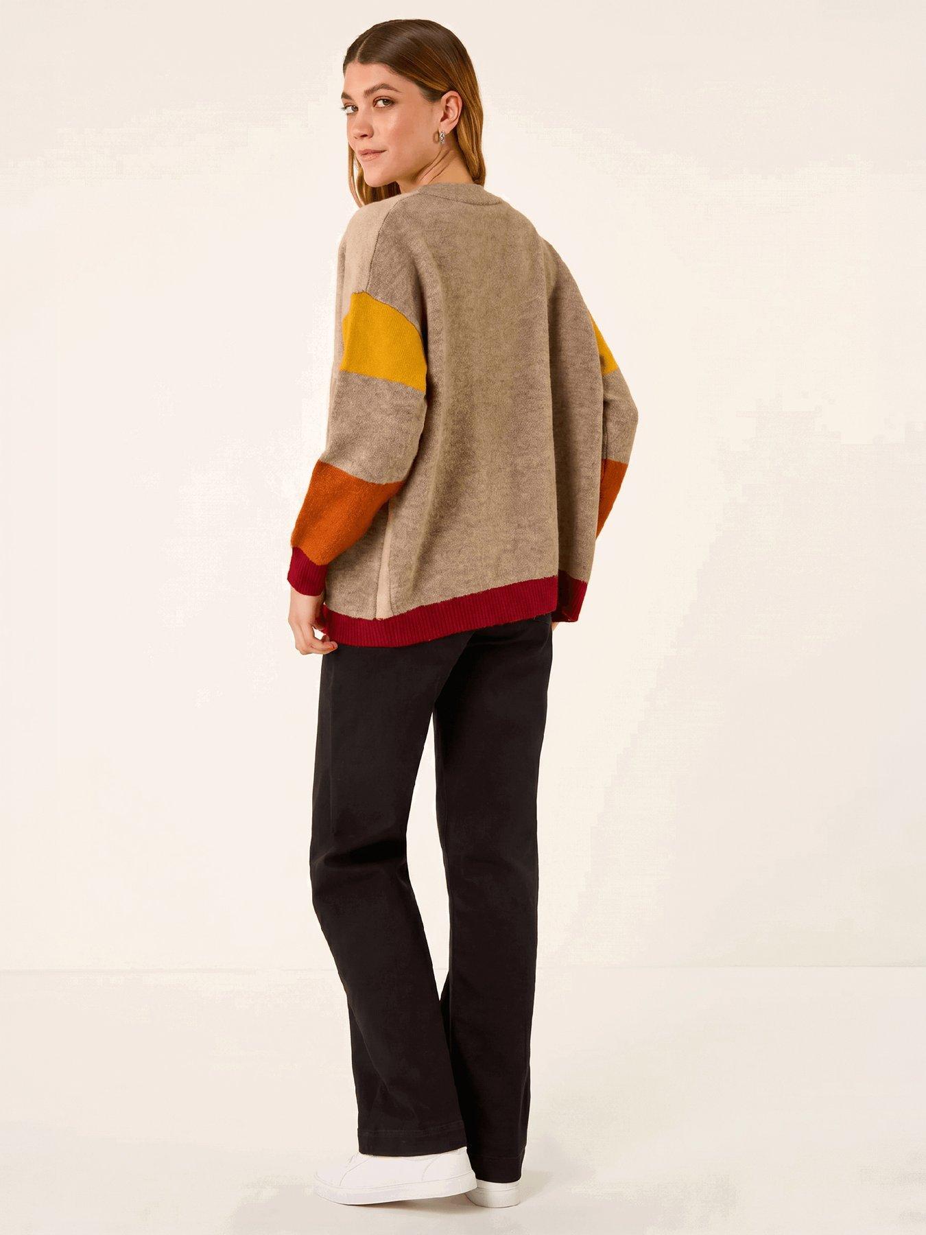 Image 2 of 4 of Roman Womens Colour Block Pocket Cardigan - Natural