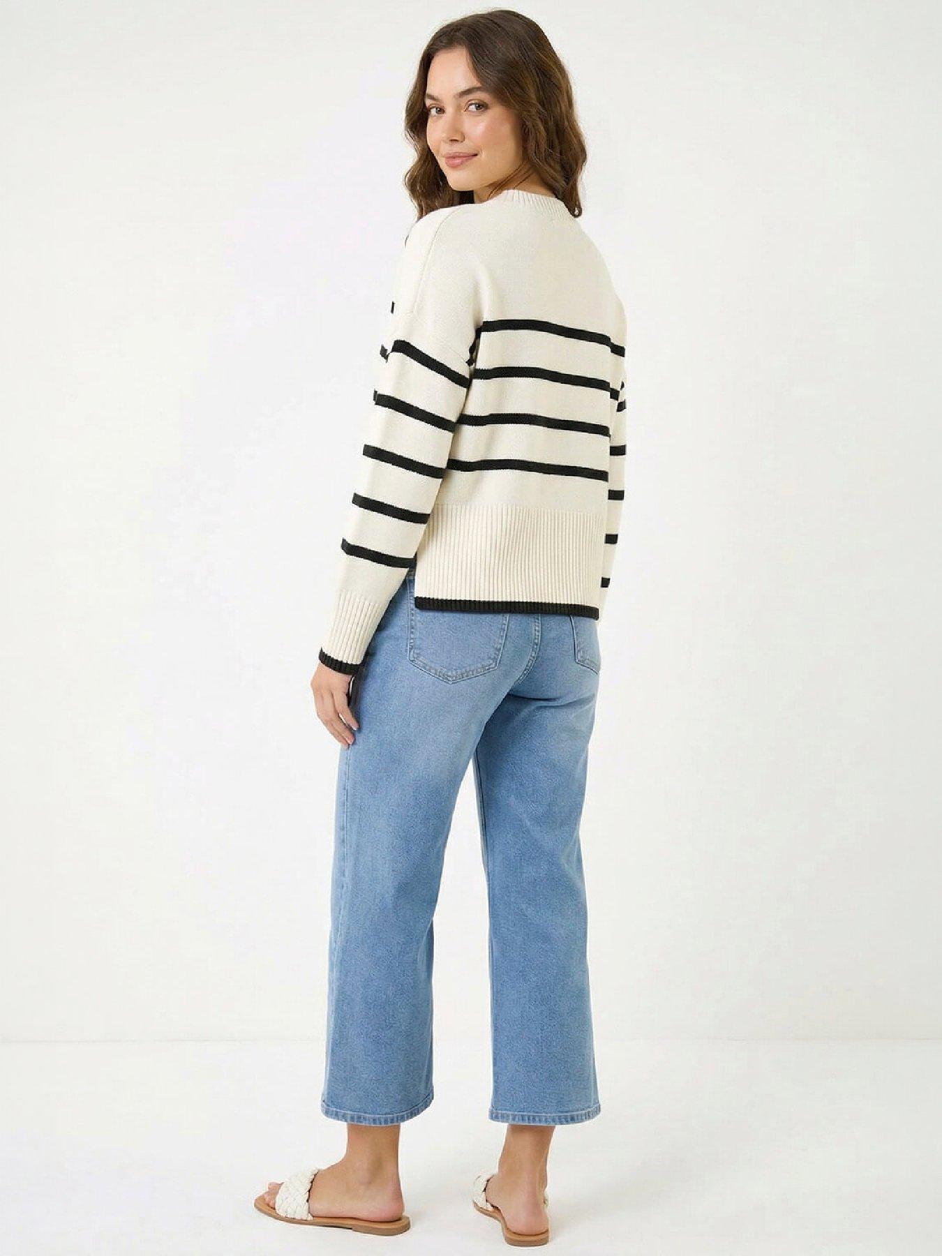 Image 2 of 4 of Roman Womens Stripe Round Neck Long Sleeve Jumper - Cream